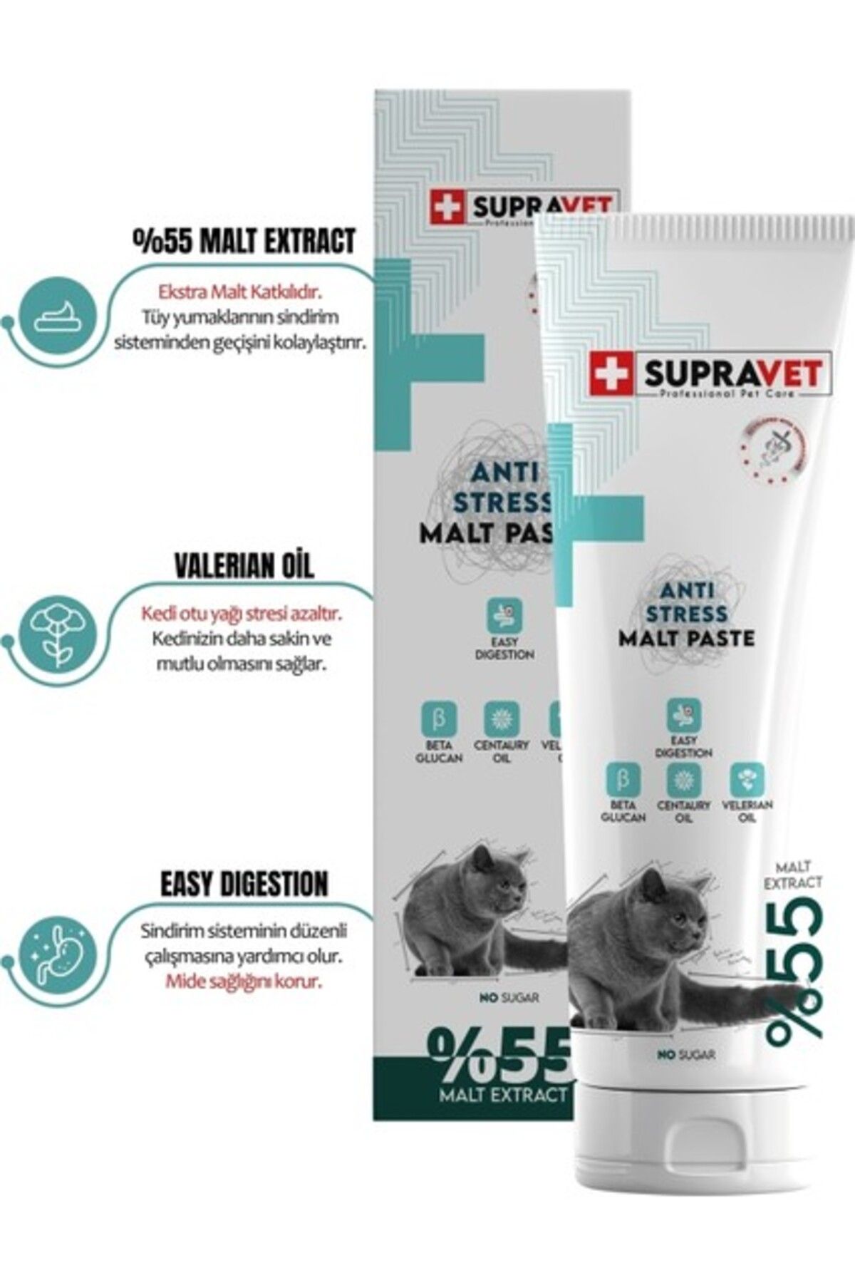 Orqinel Supravet Anti Stress Relax Paste Sakinleştirici Kedi Macunu 100 gr (Şekersiz ) ( %55 Extra Malt )