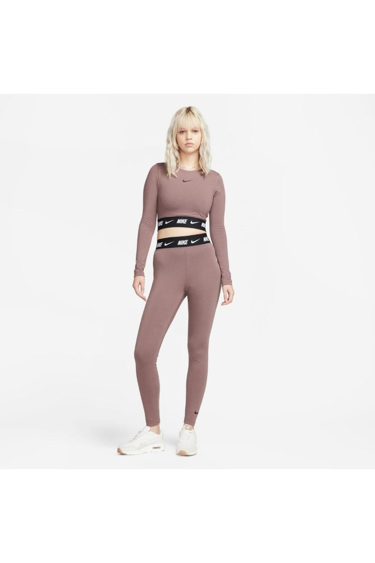 Nike Sportswear Club High-Waisted Kadın Kahverengi Tayt