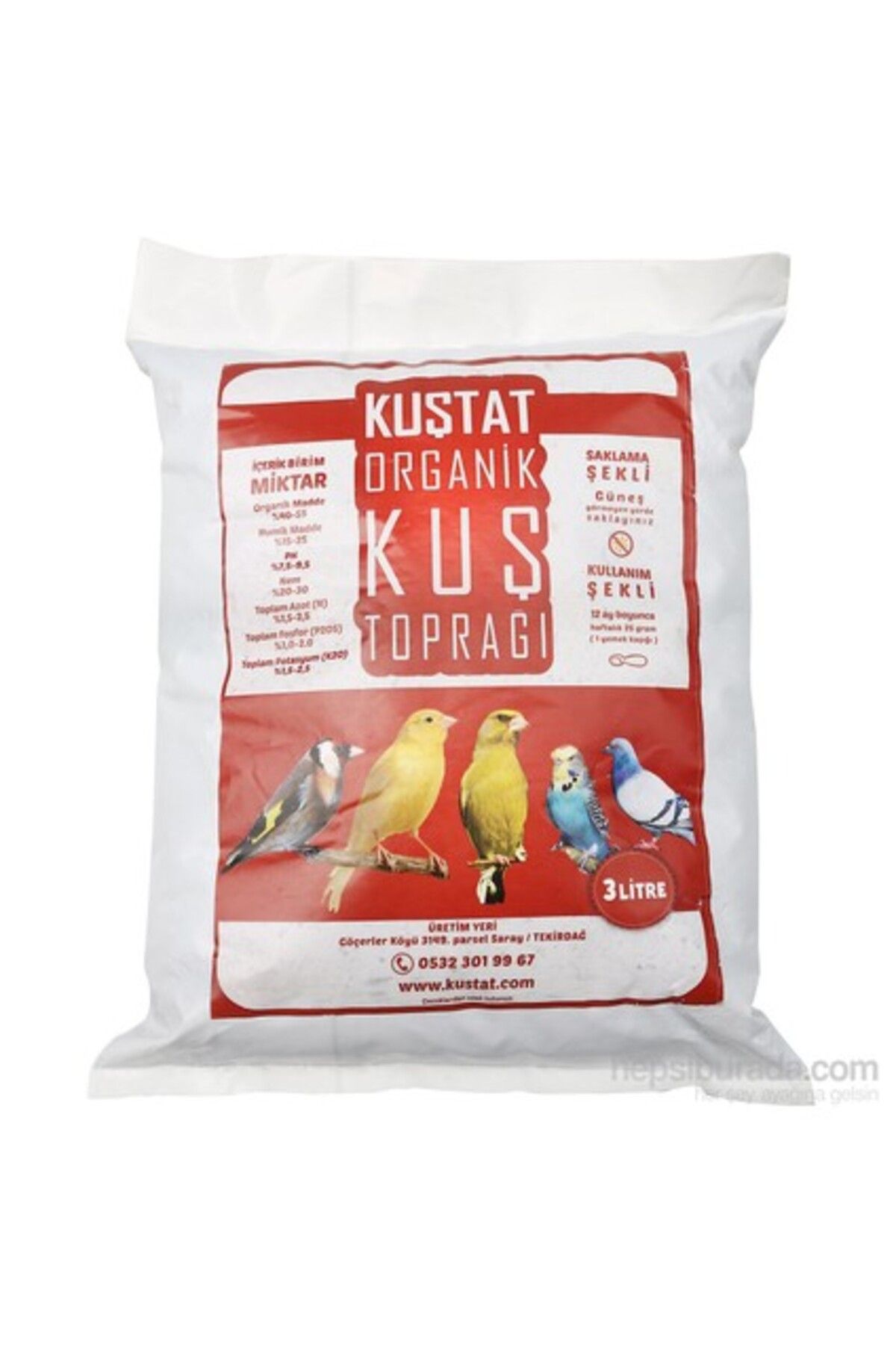 Kuştat Organik Kuş Toprağı 3 Lt