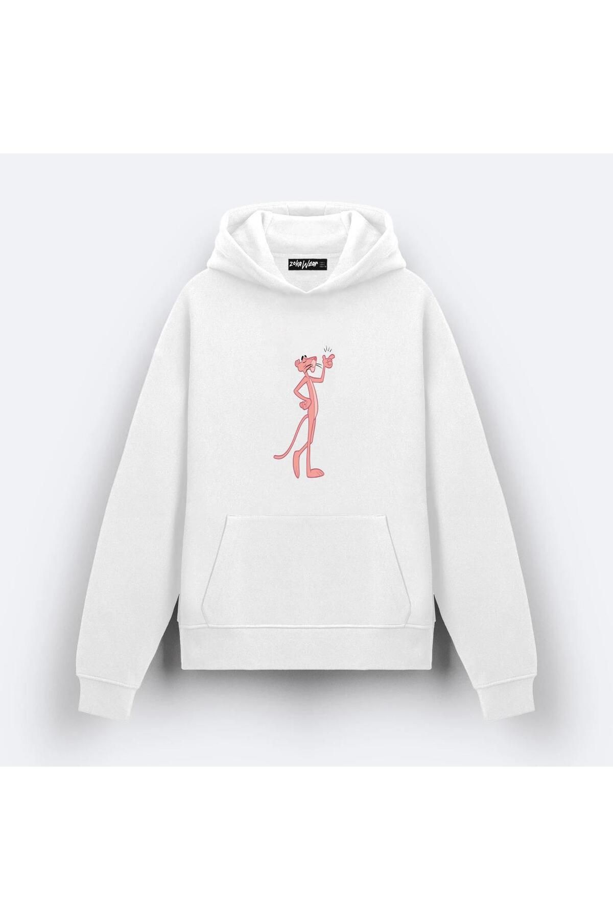 ZOKAWEAR Pink Panther Pembe v3 Tasarım Baskılı Kapşonlu Sweatshirt