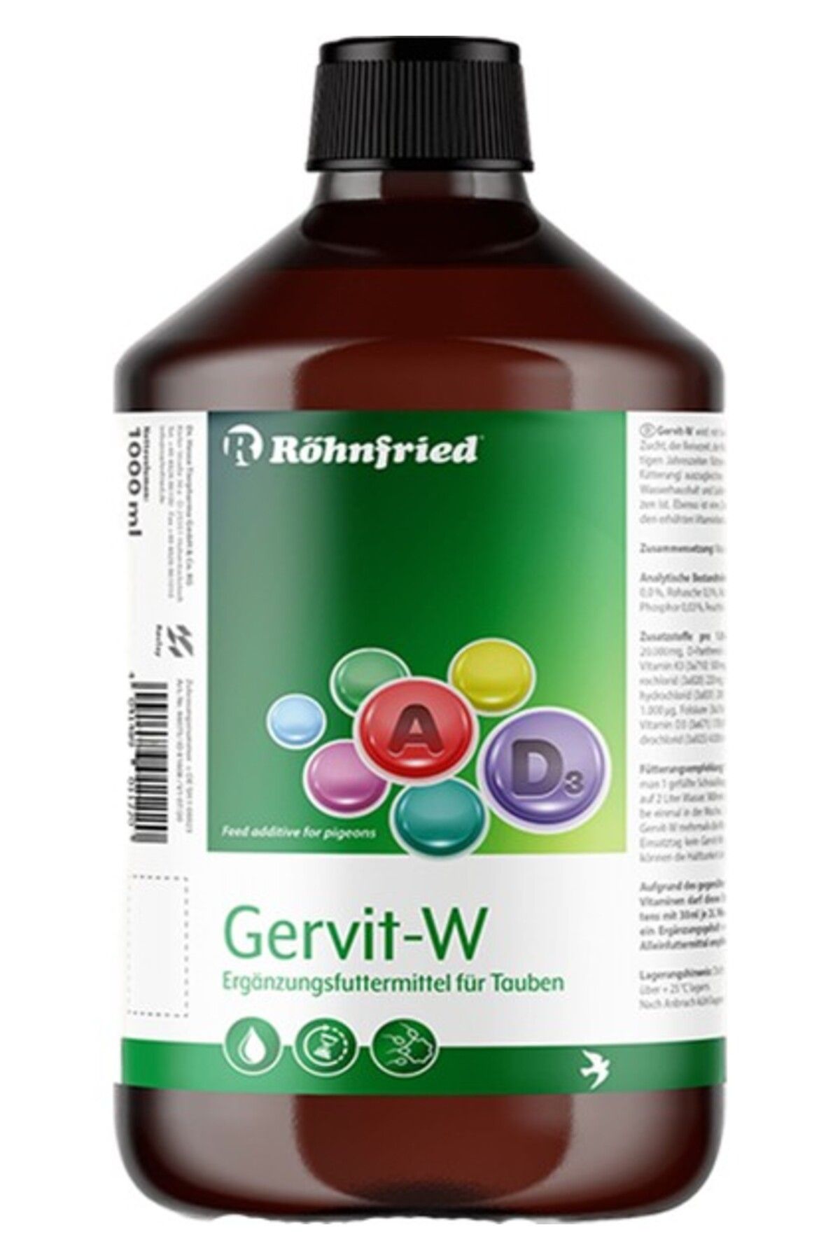 Röhnfried Gervit-w Kuşlar Için Multivitamin 30 ml (sızdırmaz Kapaklı Cam Şişe - Orijinal Şişeden Böl