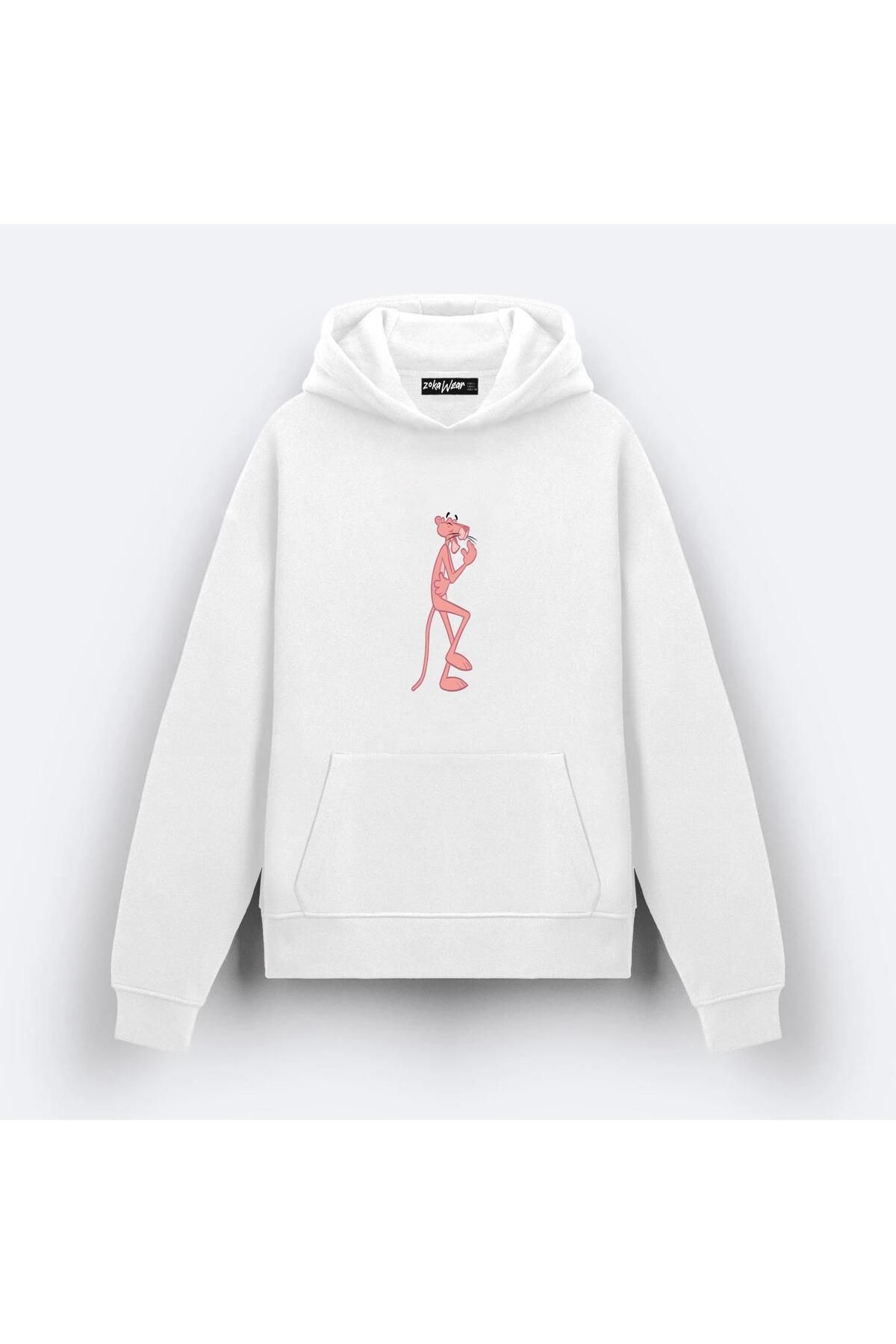 ZOKAWEAR Pink Panther Pembe v2 Tasarım Baskılı Kapşonlu Sweatshirt