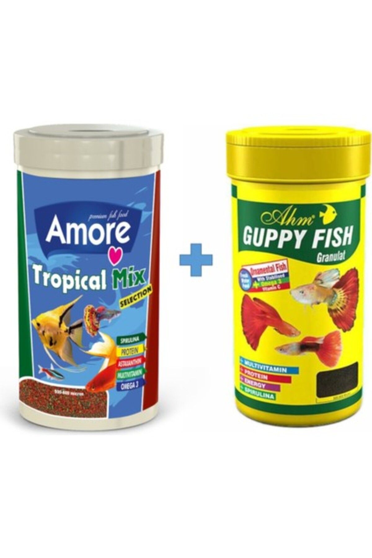 Orqinel Amore Tropical Mix 250ML + Ahm Guppy Granulat 250ML Lepistes Moli Kılıç Melek Tropikal Balık Y