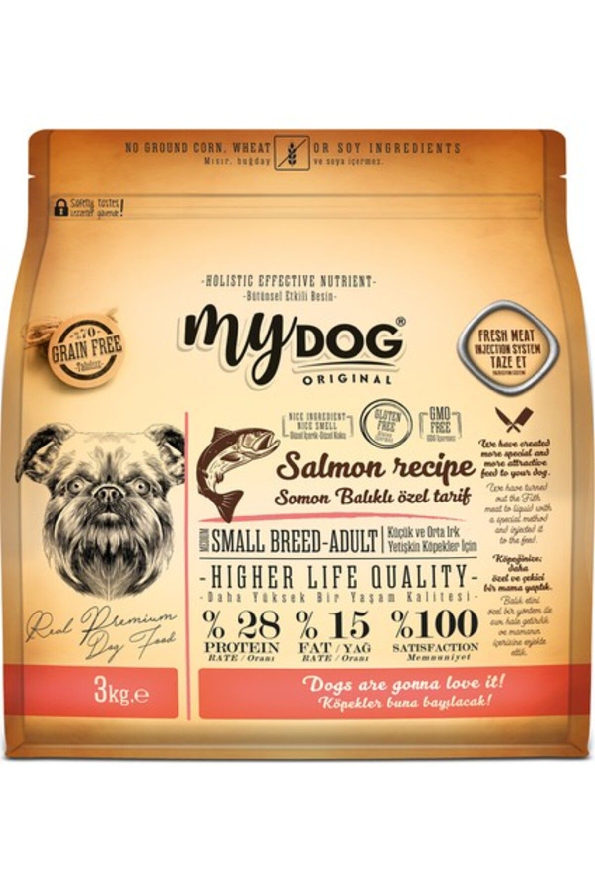 Orqinel Mydog %70 Tahılsız Somon Balıklı Küçük Köpek Maması 3kg