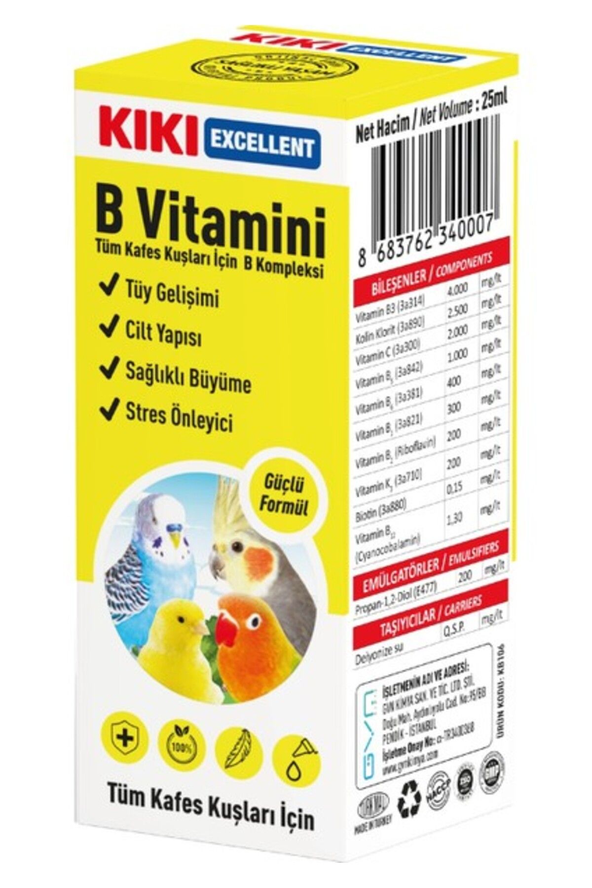 Orqinel Kiki Excellent Kuş B Vitamini 25 Ml. KB106