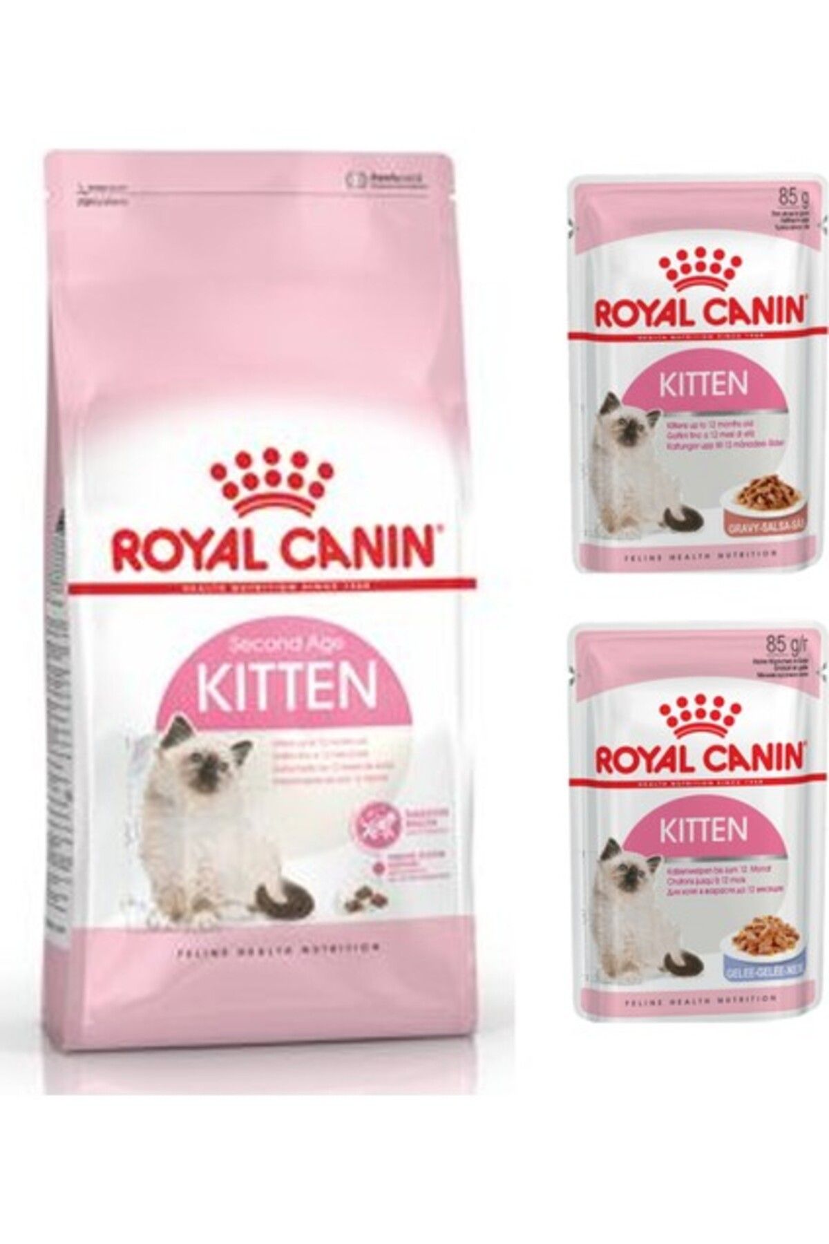 Royal Canin Kitten Yavru Kedi Kuru Maması 2kg + Royal Canin 2 Adet Kitten Pouch Yaş Mama 85 gr