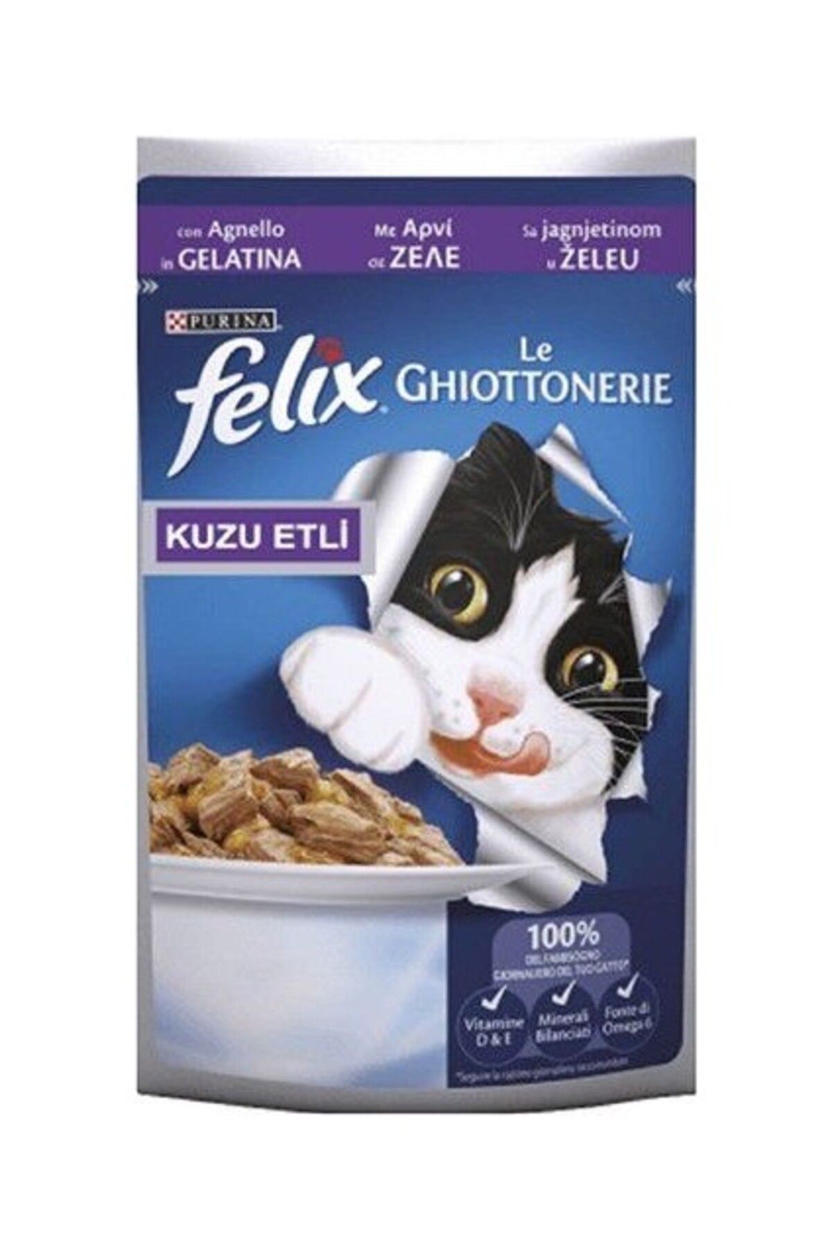 FELIX Adult Pouch Kuzu Etli Kedi Maması 85gr 20'li