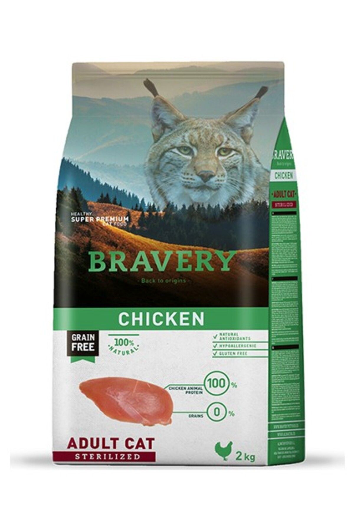 Bravery Yetişkin Kısırlaştırılmış Kedi Maması Tavuklu 2Kg. - Adult Cat Sterılızed 2Kg.