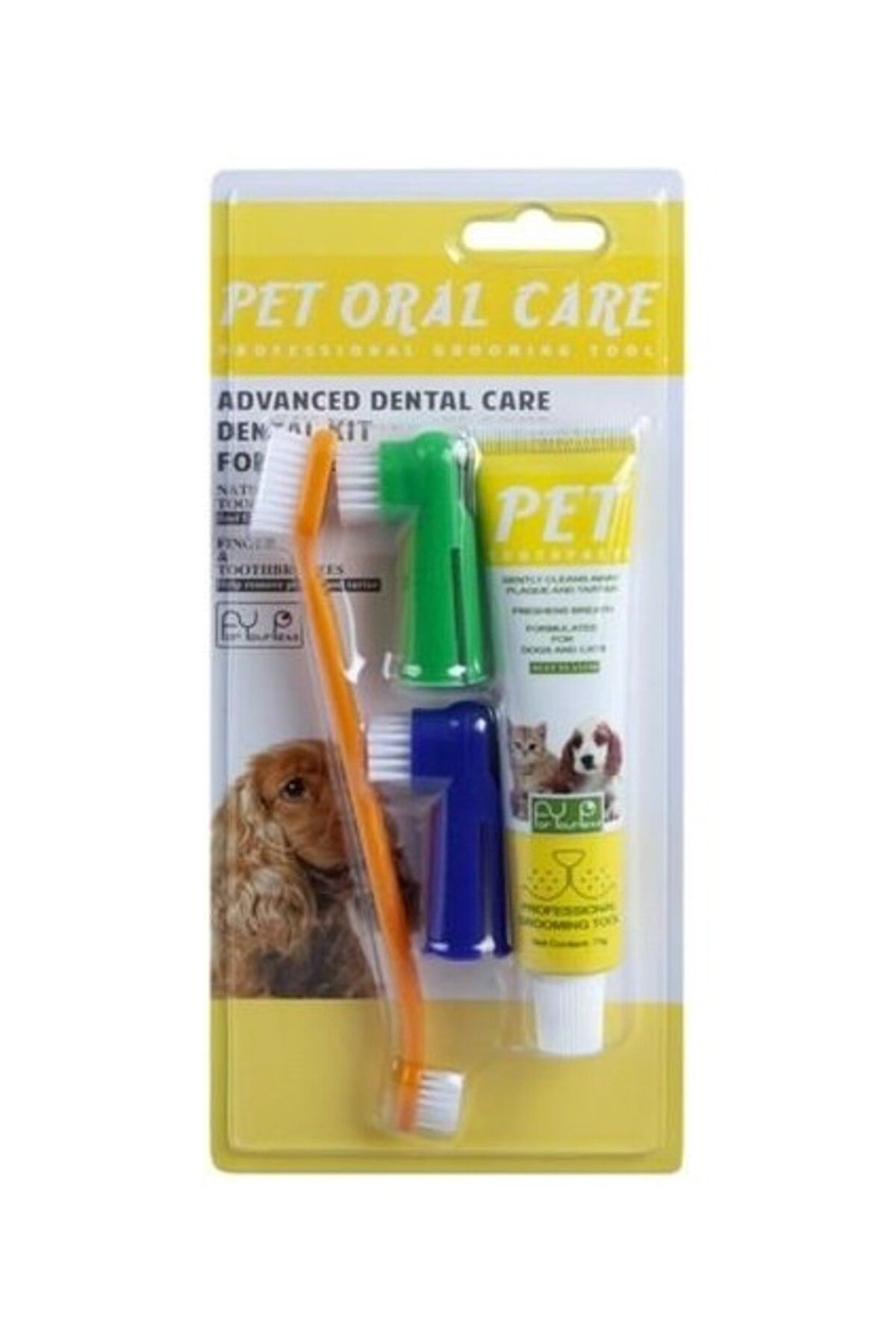 Orqinel Pet Oral Care Biftek Aromalı Köpek Diş Fırçacı ve Macunu Temizleme Seti