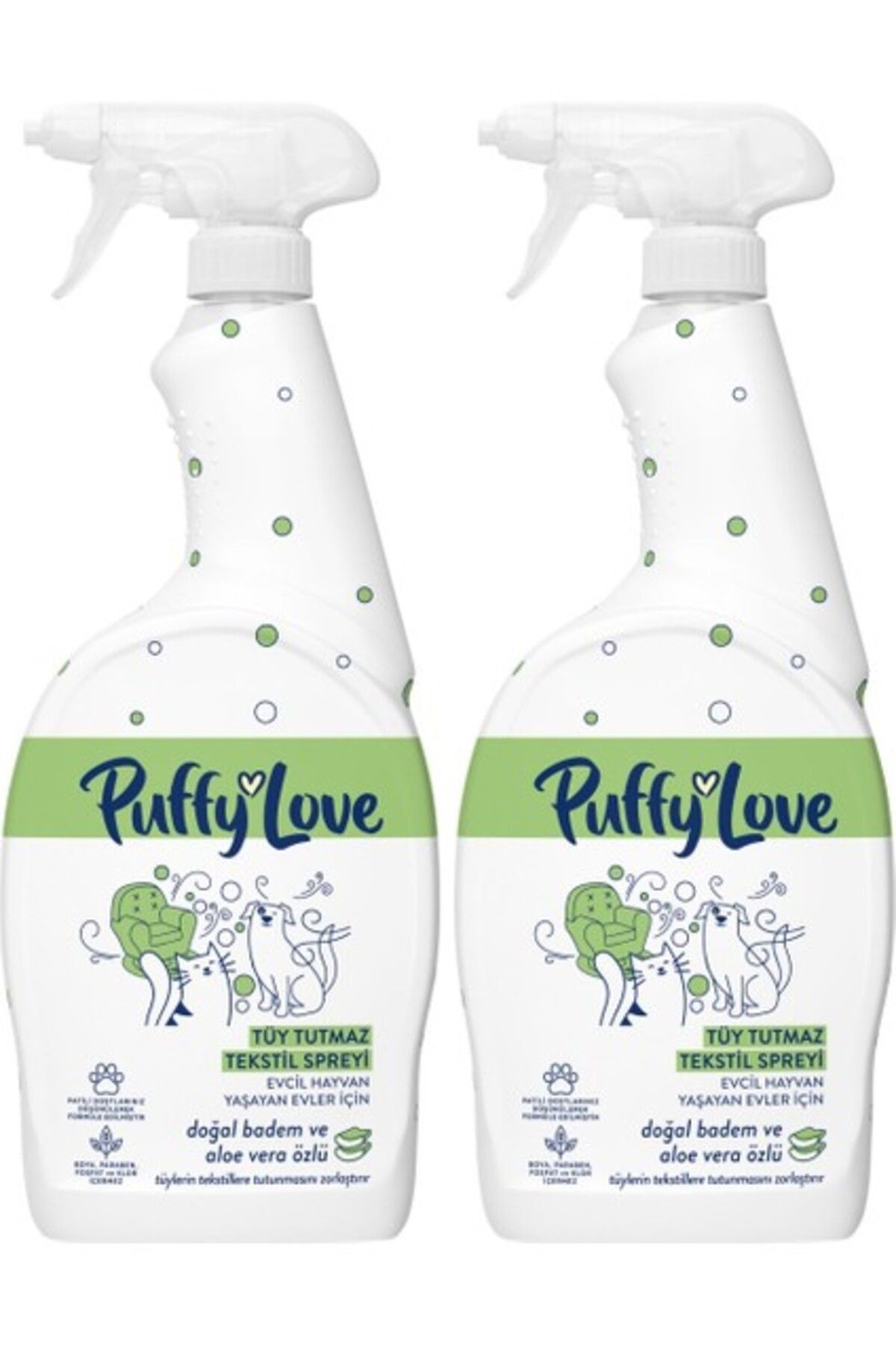 PUFFY LOVE Hayvan Dostu Tüy Tutmaz Tekstil Spreyi 750 ML x2 Adet