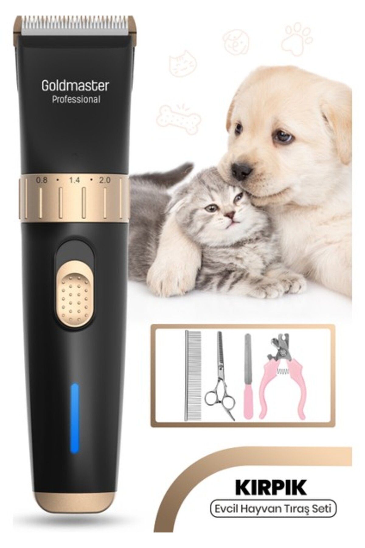 Orqinel Goldmaster Kırpık 10 In 1 Ayarlanabilir Şarjlı Kedi Köpek Tıraş Makinesi Pet Evcil Hayvan Tüy Kesme