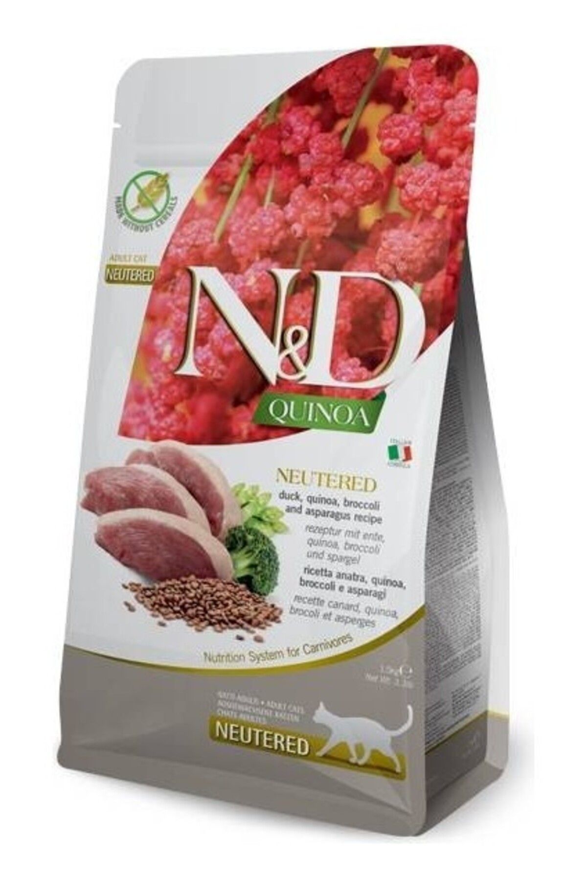 N&D Kısırlaştırılmış Yetişkin Kinoa, Ördek, Brokoli ve Kuşkonmaz 5 kg