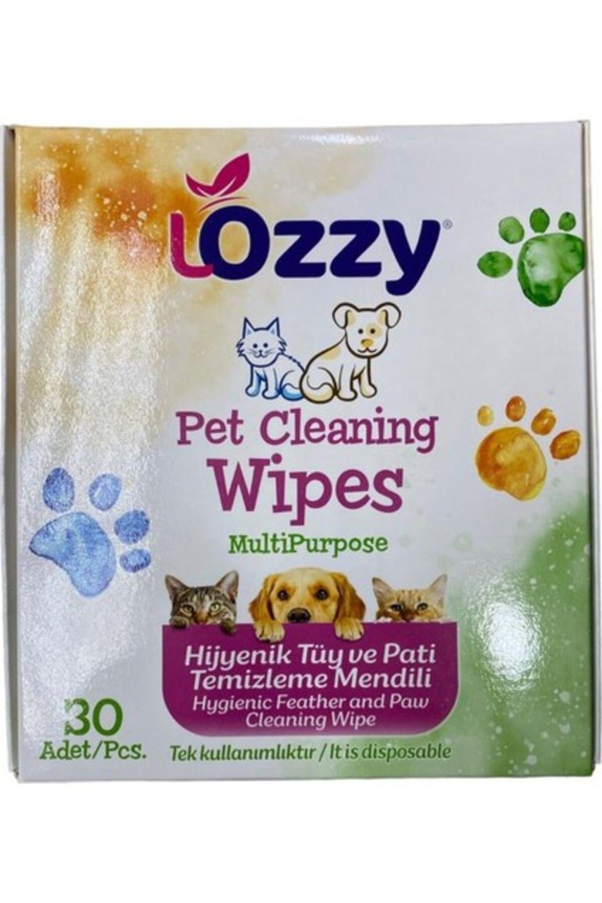 Orqinel Lozzy Pet Cleaning Wipes Hijyenik Tüy ve Pati Temizleme Mendili Tekli Paket 30'lu