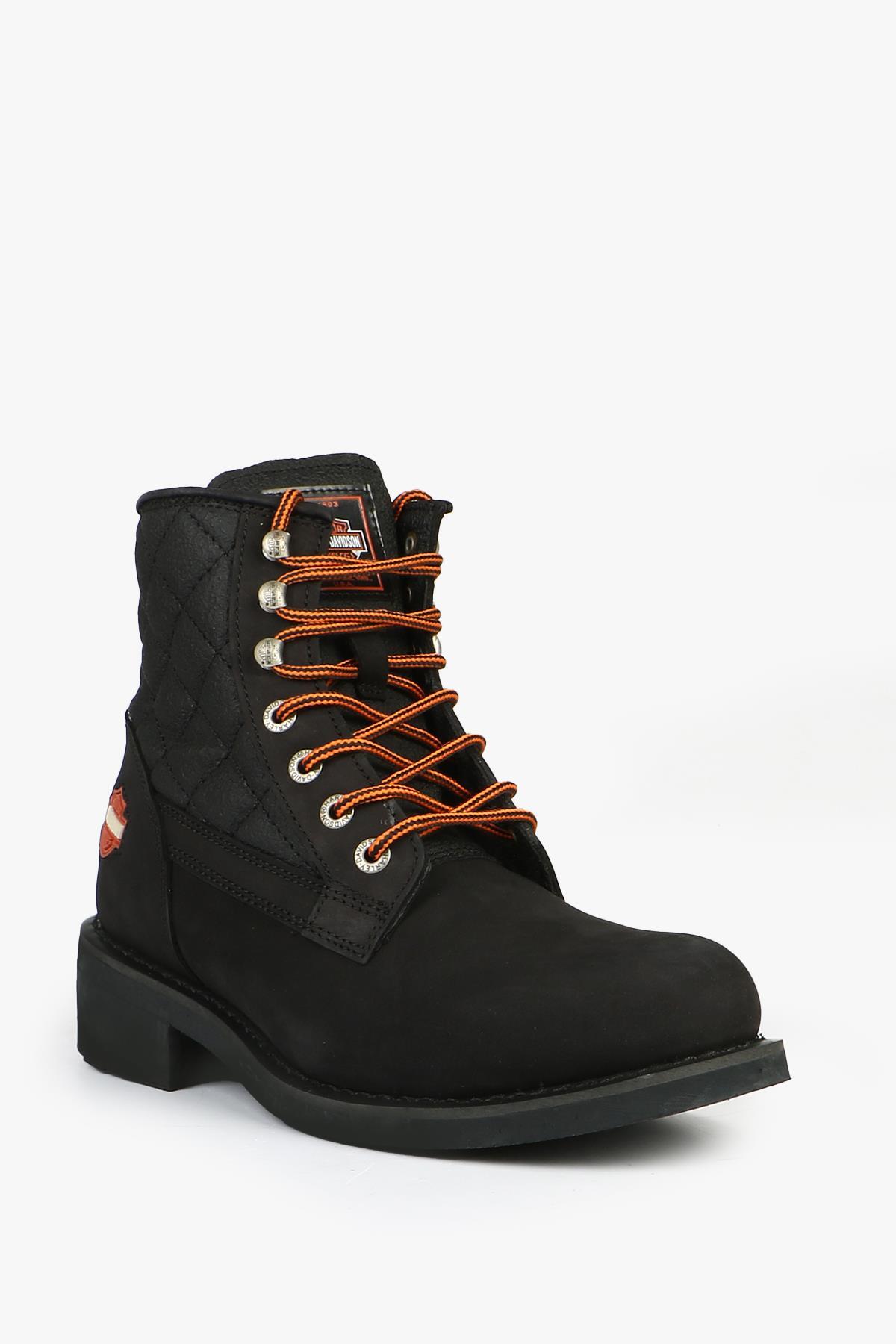 Harley Davidson Hammer Jack New Worker Hakiki Deri Siyah Nubuk Erkek Bot görsel 2