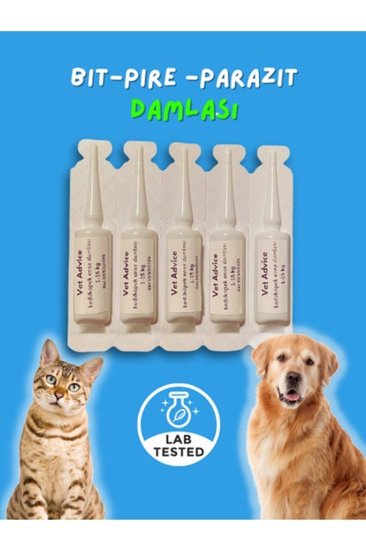 Orqinel Vet Advice Kedi Köpek Dış Parazit Rahatlatıcı Bitkisel Tüy Bakımı Damlası 1-10 kg 5 Adet