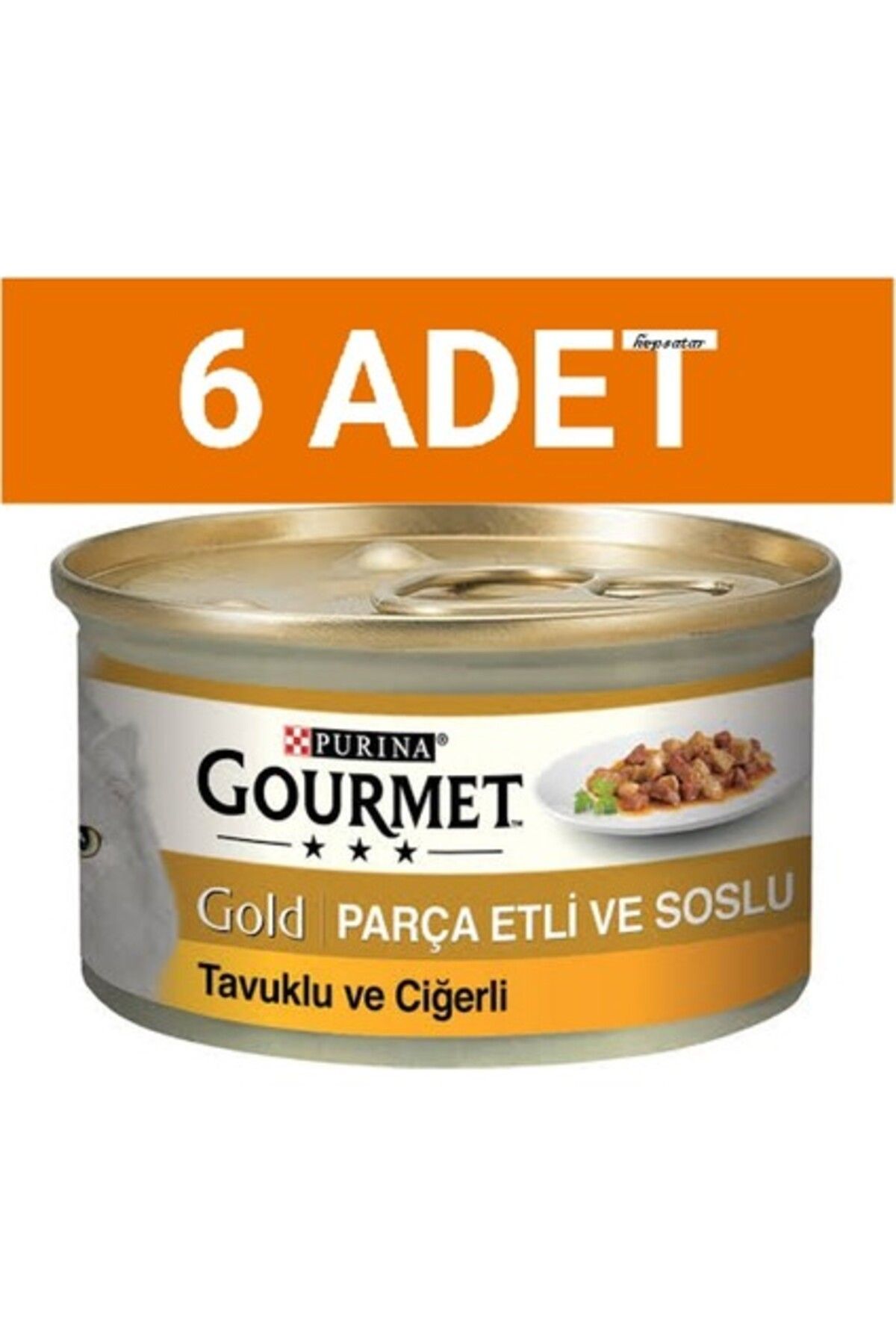 Cat Chow Purina Gourmet Gold Parça Etli Soslu Tavuklu Ciğerli 85 gr Yaş Mama 6 Adet