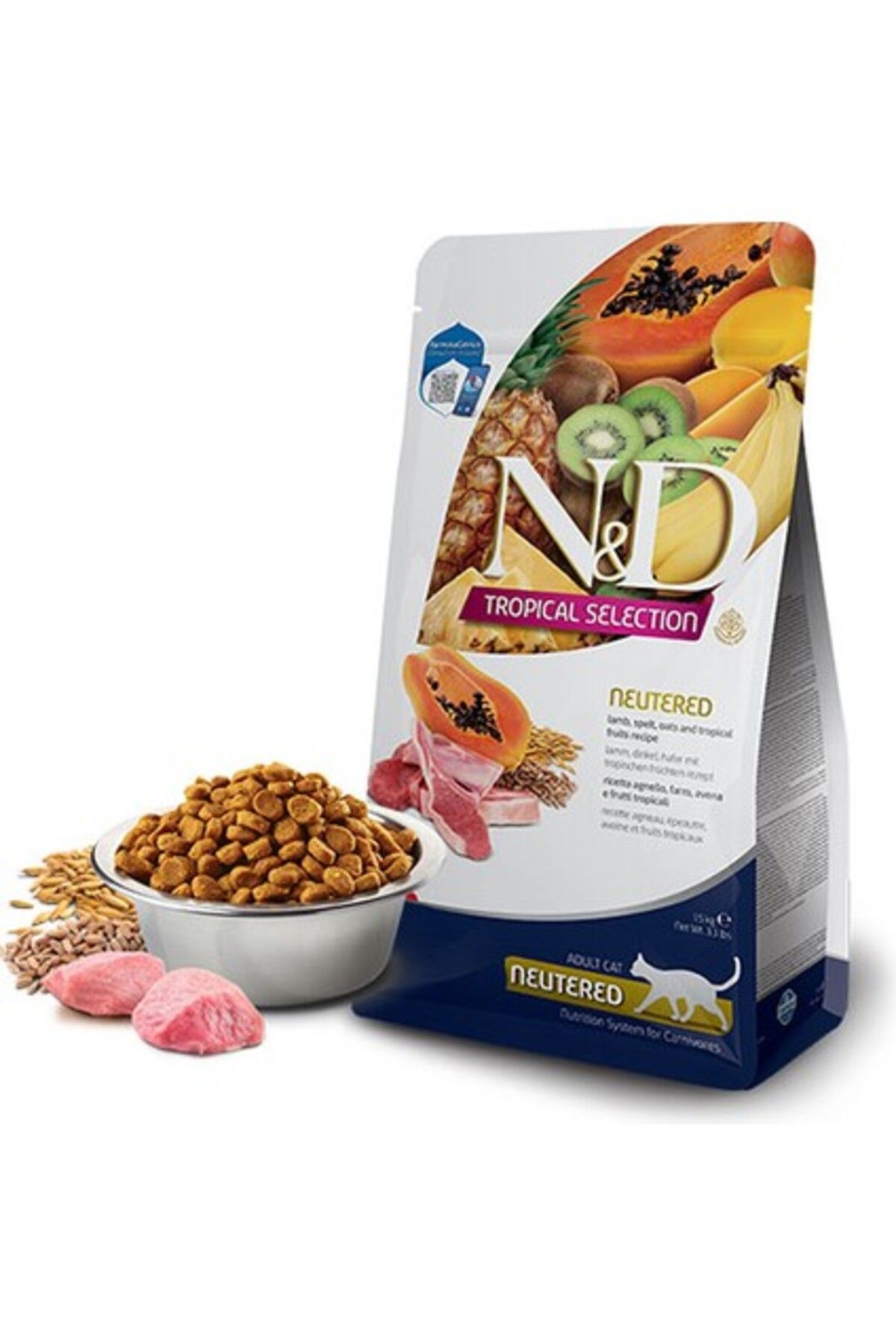 N&D Tropical Selection Kuzu Etli ve Tropikal Meyveli Kısırlaştırılmış Kedi Maması 4+1 kg