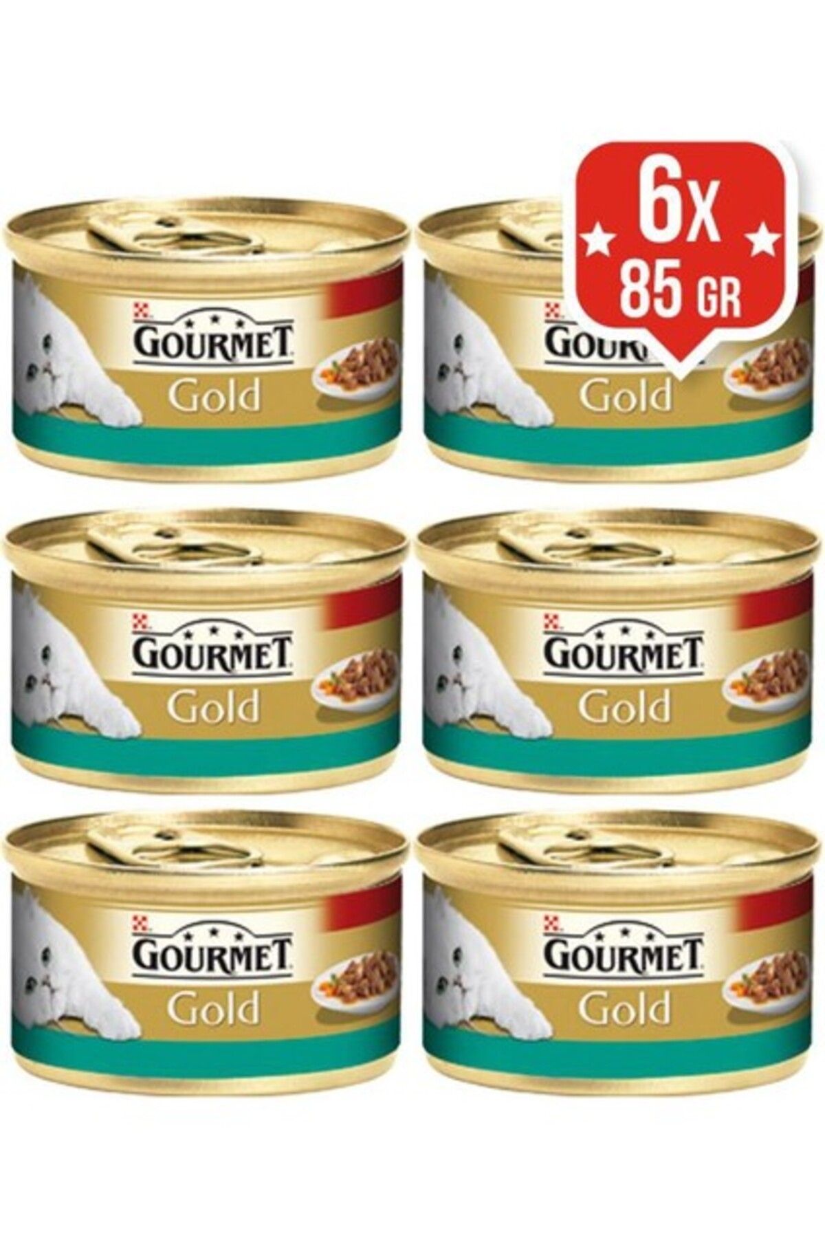 Cat Chow Purina Gourmet Gold Somonlu Tavuklu Konserve Kedi Maması 85 Gr X 6 Adet