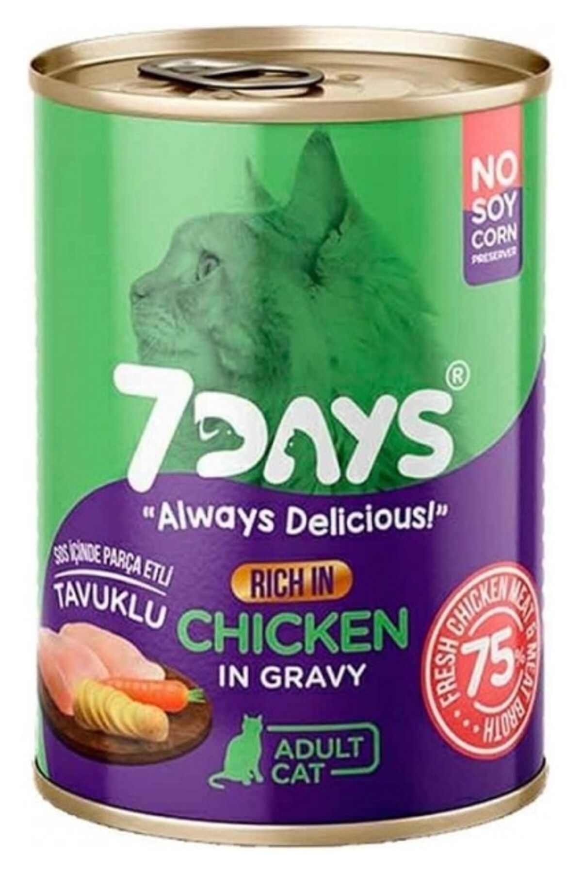 7DAYS 7days Tavuklu Yetişkin Kedi Konserve 415 gr