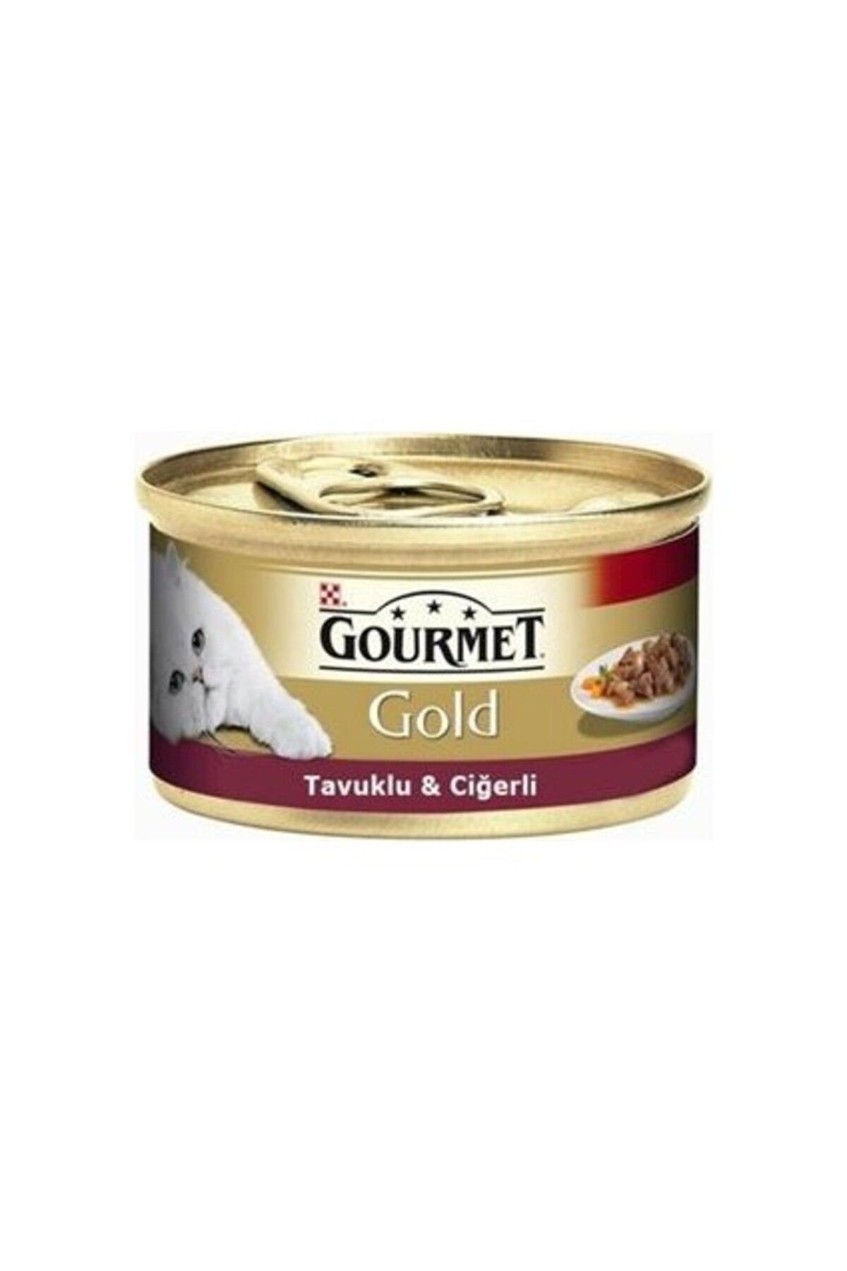 Cat Chow Purina Gourmet Gold Parça Etli Soslu Tavuklu ve Ciğerli Kedi Konserve Mama 85 gr