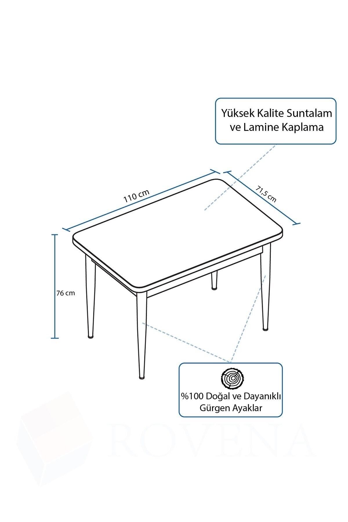 Polena Siyah Mermer Desen 70x110 Sabit Mutfak Masası 2 Sandalye-2