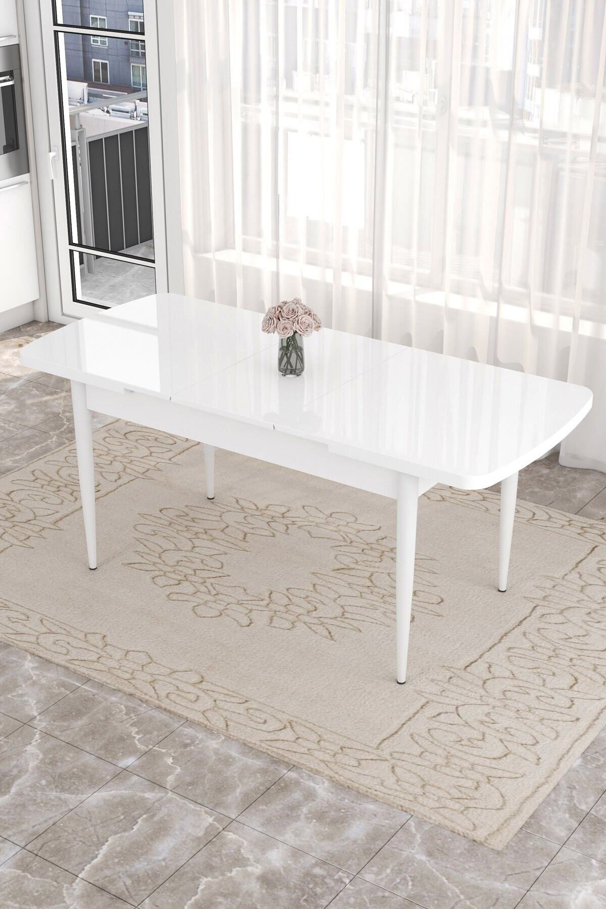 SONATA Beyaz 80 X 132 Açılabilen Mdf Mutfak Masası ( Takım Halinde ) 6 Adet Sandalye-3