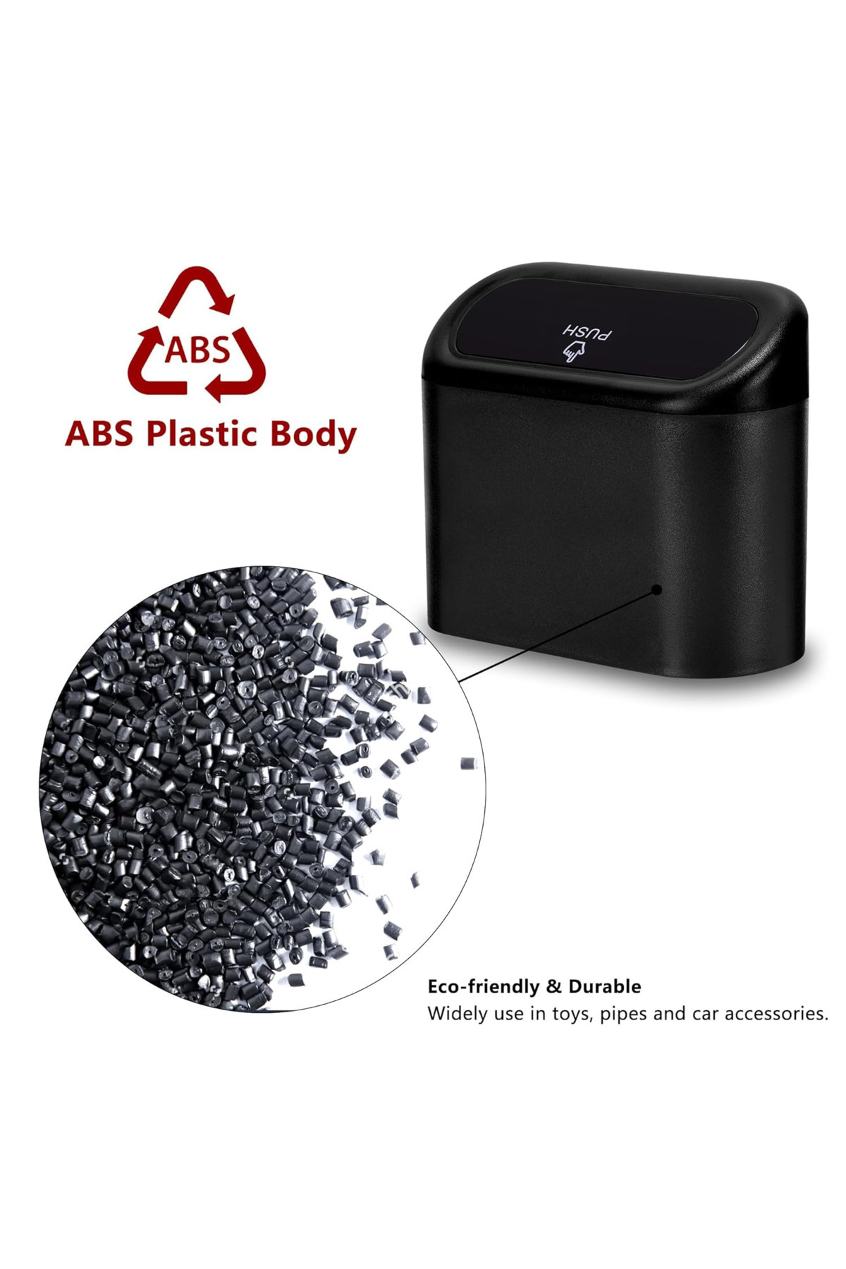 Saharaz-Portable car trash can, spring cover design, leak-proof, with trash bag, easy to clean, black 6