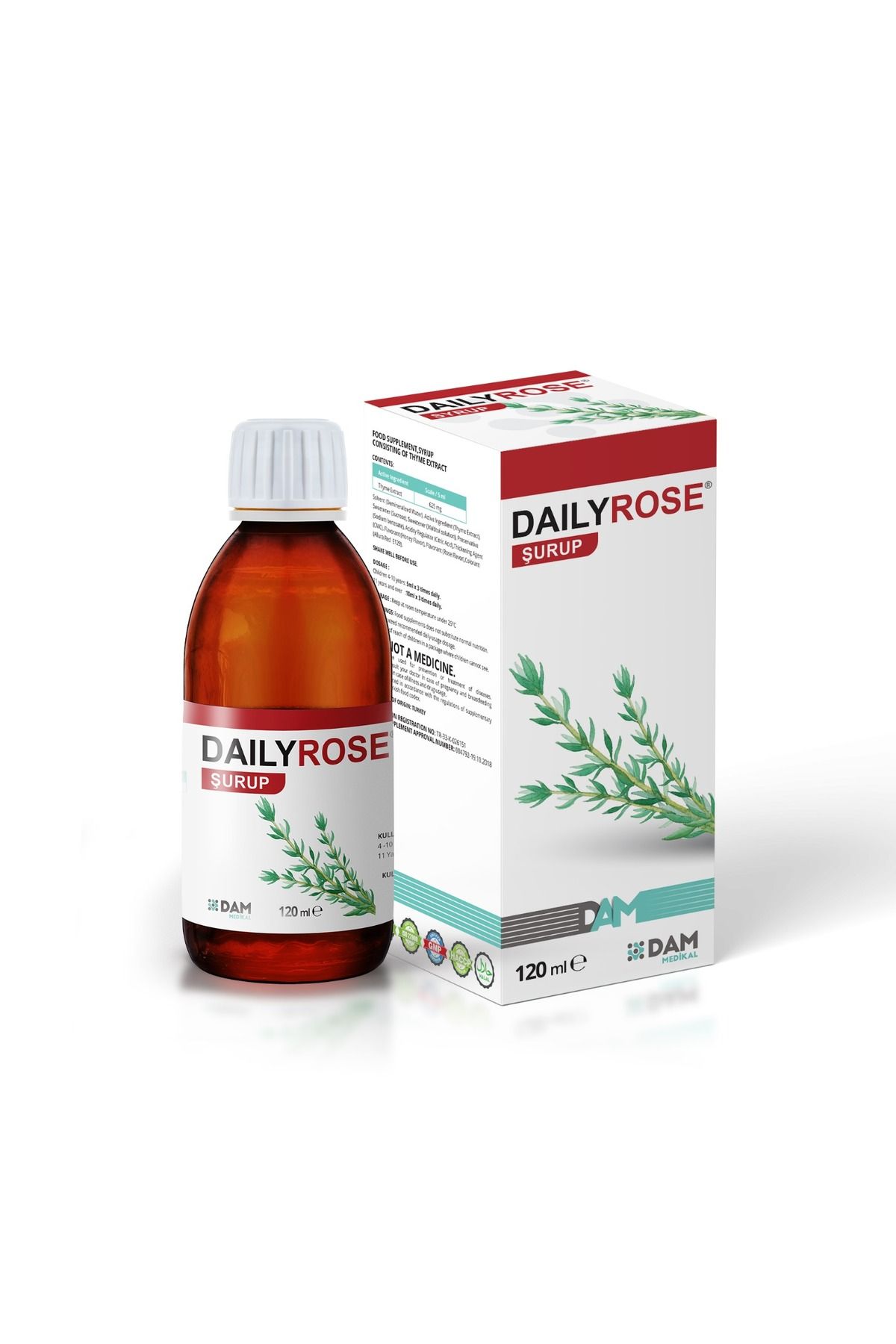 Dam Medikal Daily Rose, Şurubu, Saf Kekik Ekstraktlı.