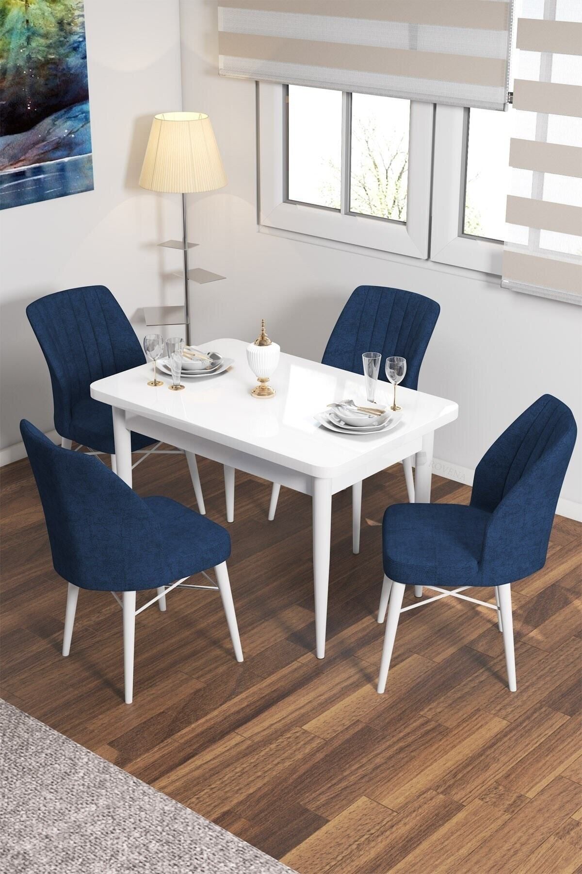 Polena Beyaz 70x110 Sabit Mutfak Masası 4 Sandalye