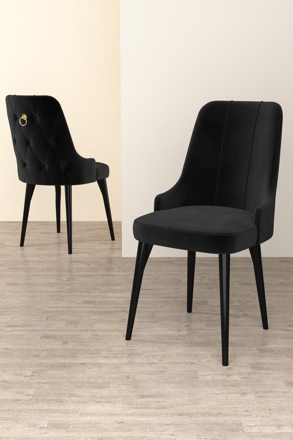 Mechta Siyah Mermer Desen 80 X 132 Açılabilen Mdf Yemek Masası Takımı 4 Adet Sandalye-4