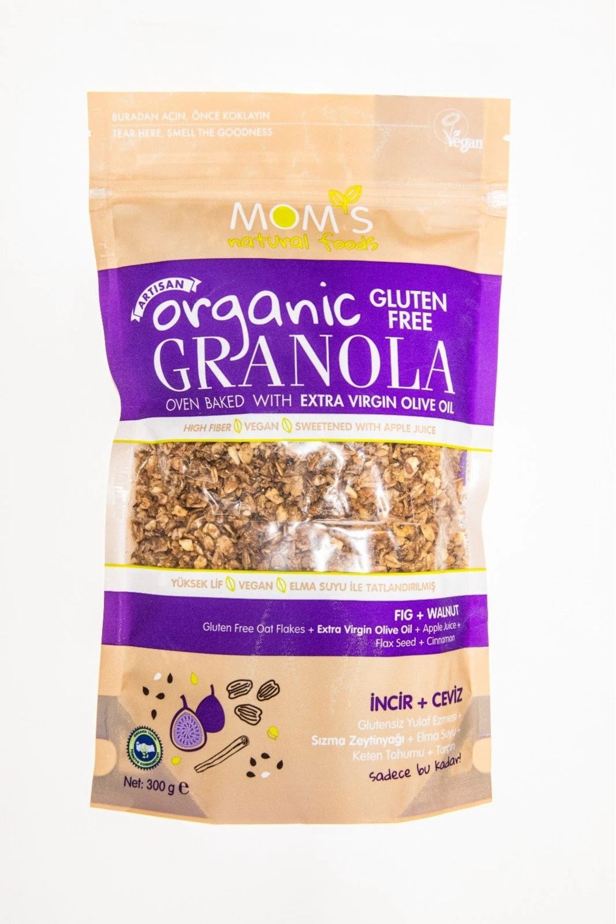 Mom's Natural Foods Organik Glutensiz Incir&ceviz Granola 300 G