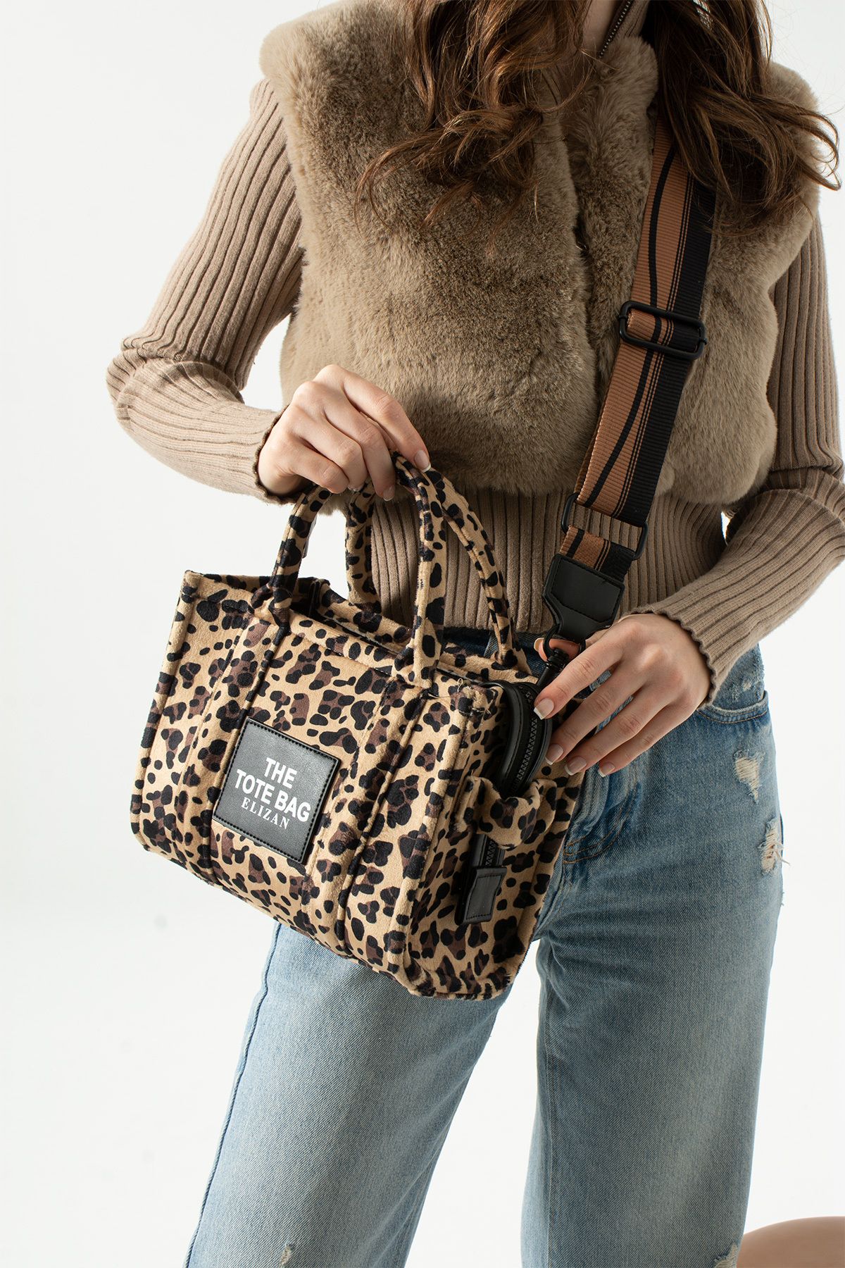 Elizan Kolon Askılı The Tote Modern Leopar Kadın Çantası