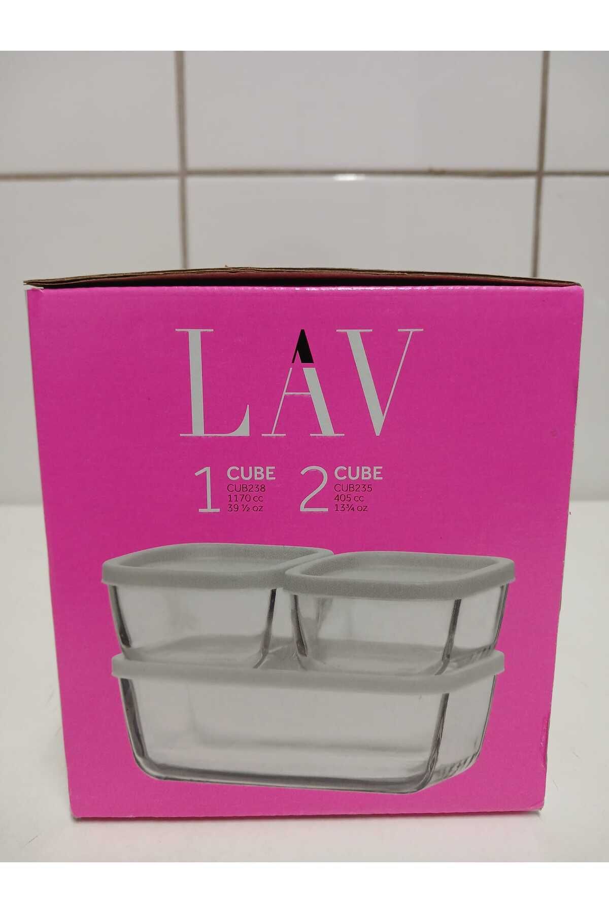 LAV-Feyzade Cube Storage Container - White with Lid, 1170 Cc X 1 Pcs - (405Cc X 2 Pcs) Model 5