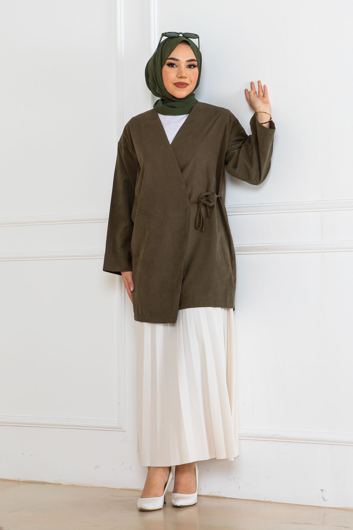 benguen-Side Tie Kimono Khaki 2147 2