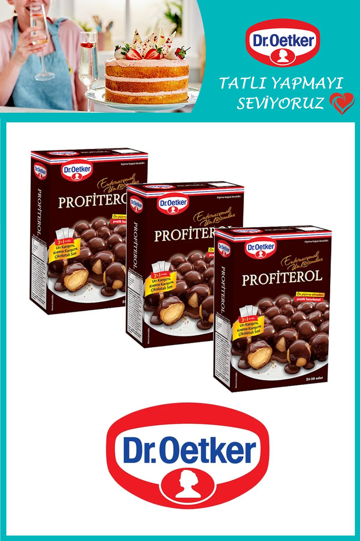 Dr. Oetker Profiterol 305 gr x 3 Adet