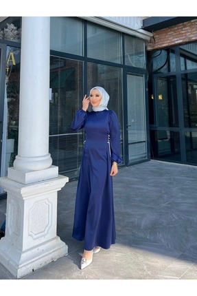 dezer Yan taşlı zincir detay saten elbise/abiye