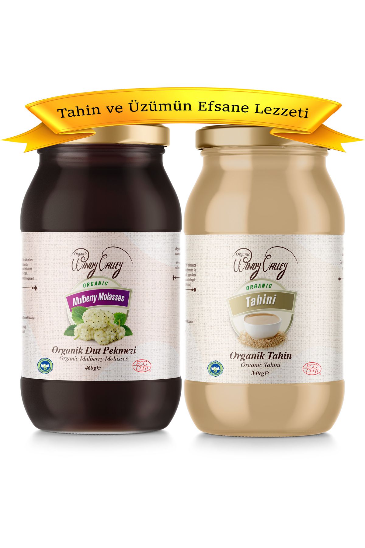 Organic Windy Valley Organik Üzüm Pekmezi (460 GR) - Organik Tahin (300GR) Şeker Ilavesiz