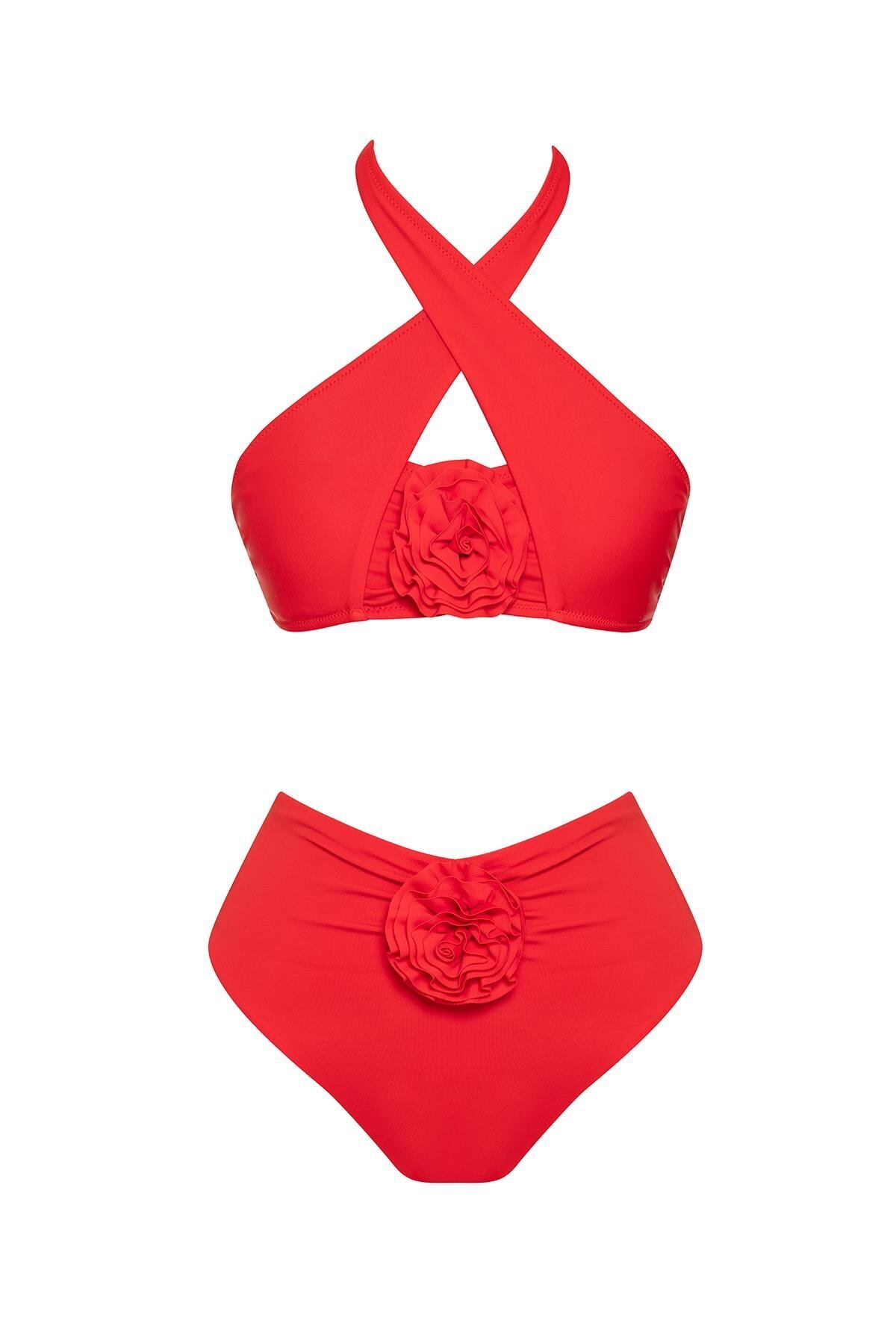 WOJOMİ Çiçekli Çapraz Bikini Takım