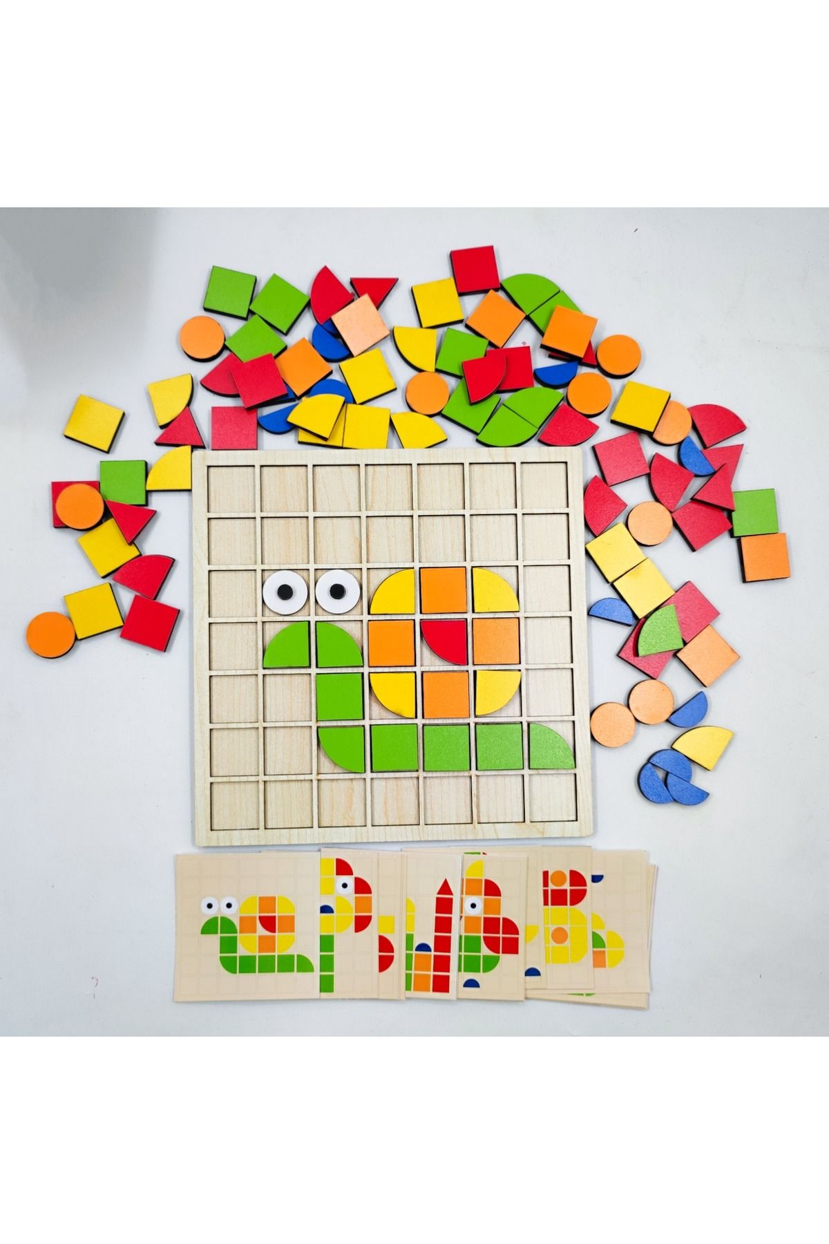 İCONS AHŞAP MOZAİK YAPBOZ MONTESSORİ PUZZLE DİKKAT VE ZEKA GELİŞTİRME OYUNU (20 OYUN KARTI)