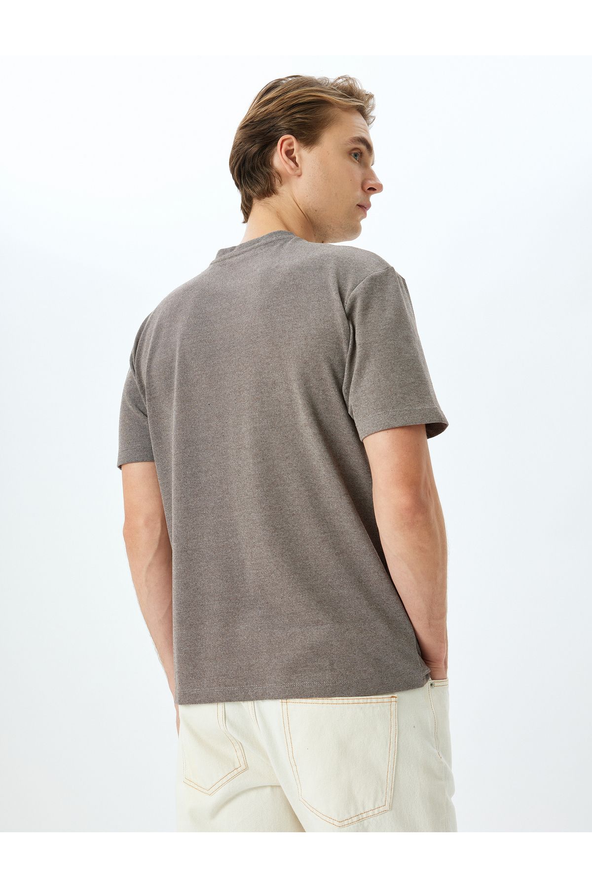 Koton-Pocket Detail Crew Neck Regular Fit Cotton Blend Short Sleeve Basic T-Shirt 4