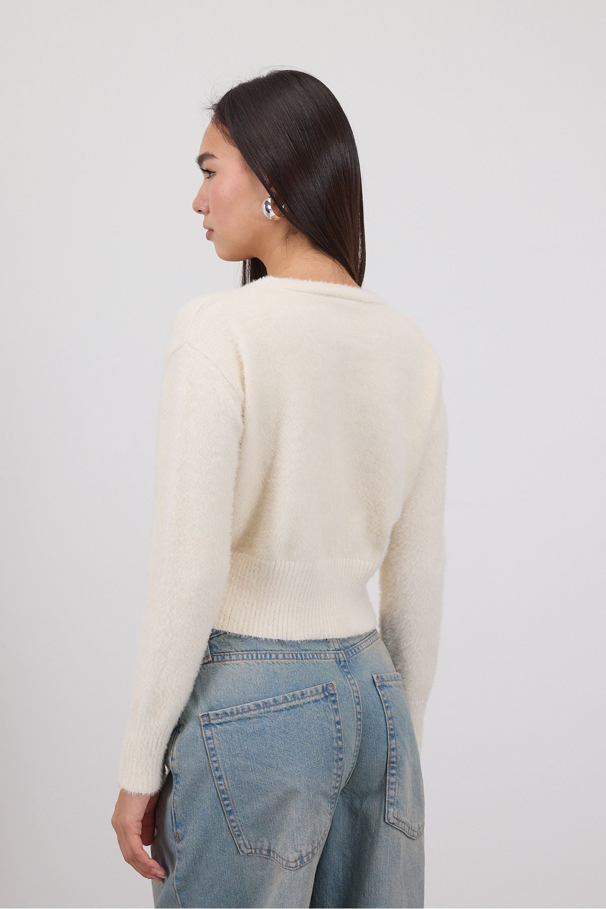 Addax-Soft Textured Buttoned Crop Cardigan H3339-A2 5
