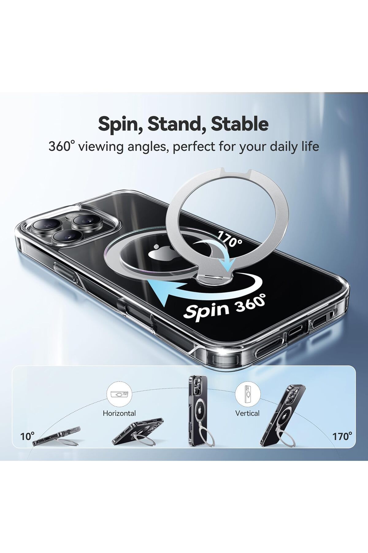 AWH-حامل مغناطيسي قابل للدوران 360 درجة لهاتف iPhone 16 Pro Max، متوافق مع Magsafe، مقاس 6.9 بوصة، شفاف 2