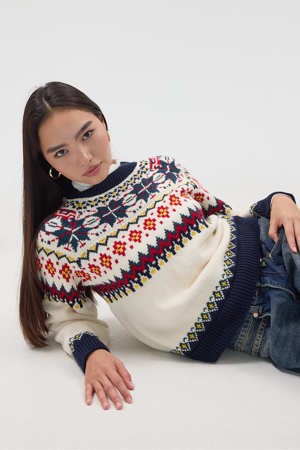 Addax-Crew Neck Long Sleeve Patterned Knitwear Sweater K3311-D13 1