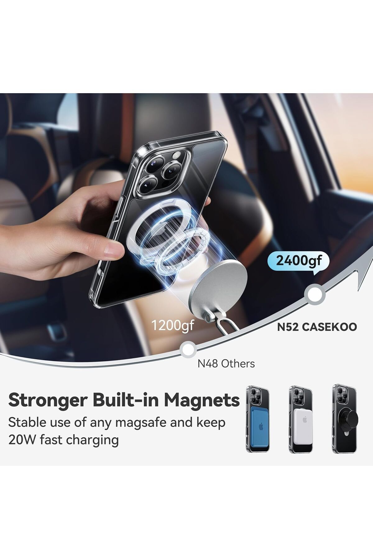 AWH-حامل مغناطيسي قابل للدوران 360 درجة لهاتف iPhone 16 Pro Max، متوافق مع Magsafe، مقاس 6.9 بوصة، شفاف 3