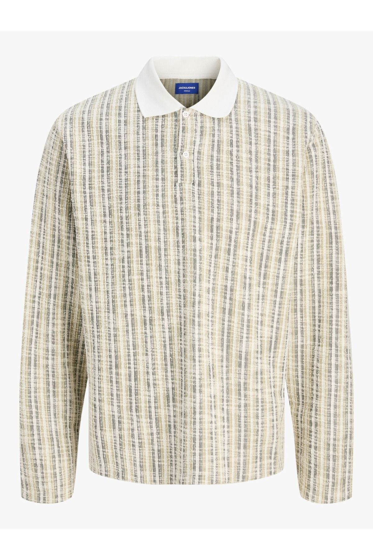 Jack & Jones-J&J Jorwinter Stripe Polo Neck Antique White Men's Sweatshirt 2