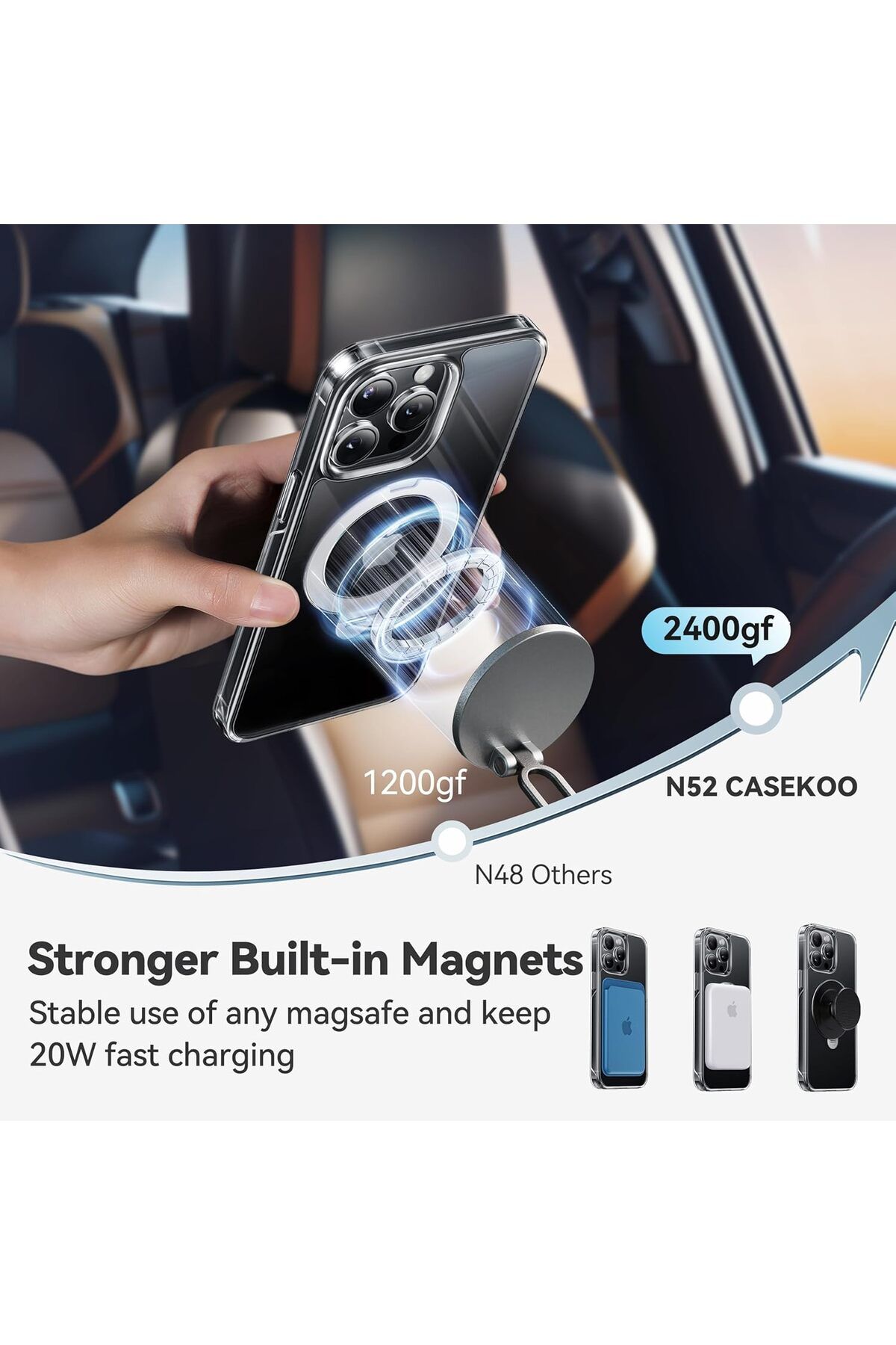 AWH-حامل مغناطيسي قابل للدوران 360 درجة لهاتف iPhone 15 Pro Max، متوافق مع Magsafe، مقاس 6.7 بوصة، شفاف 4