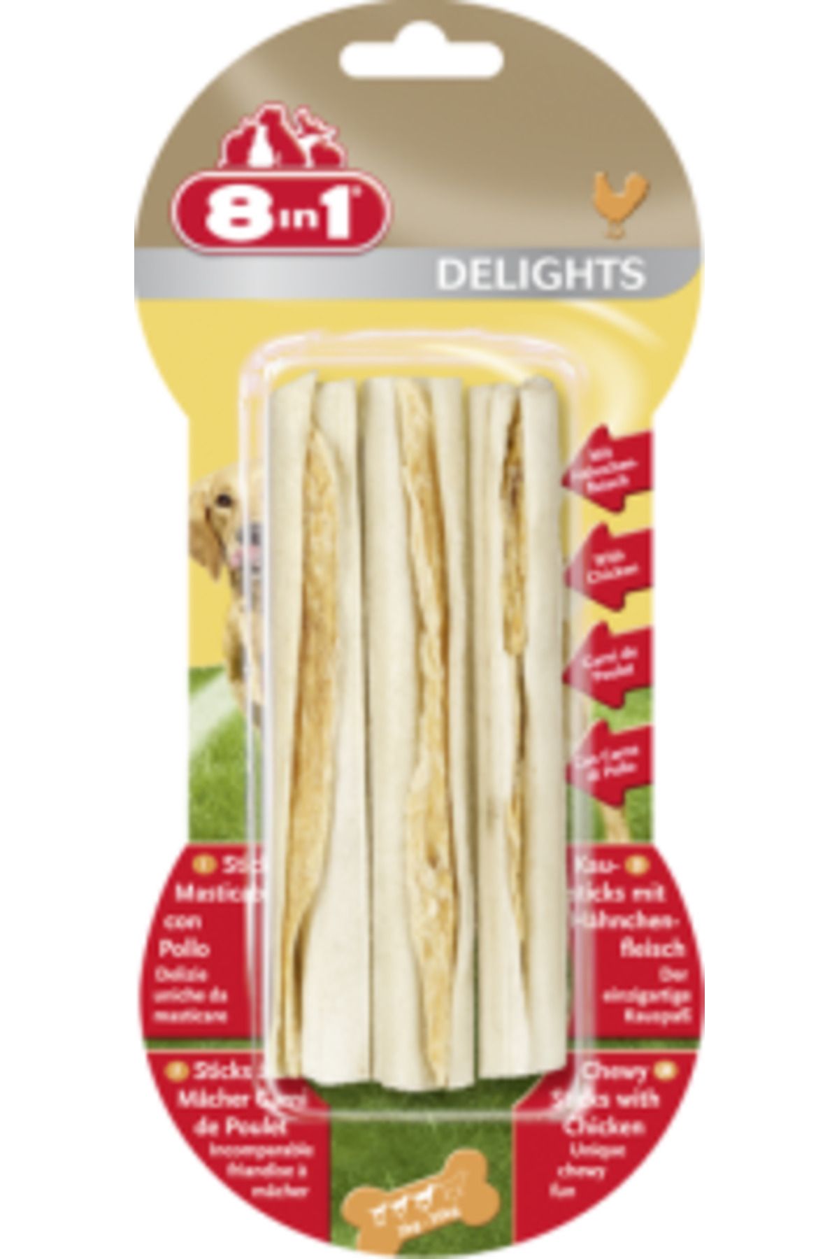 Orqinel 8 In 1 Delights Sticks Tavuklu Köpek Kemik Ödülü 3 Adet 75 Gr