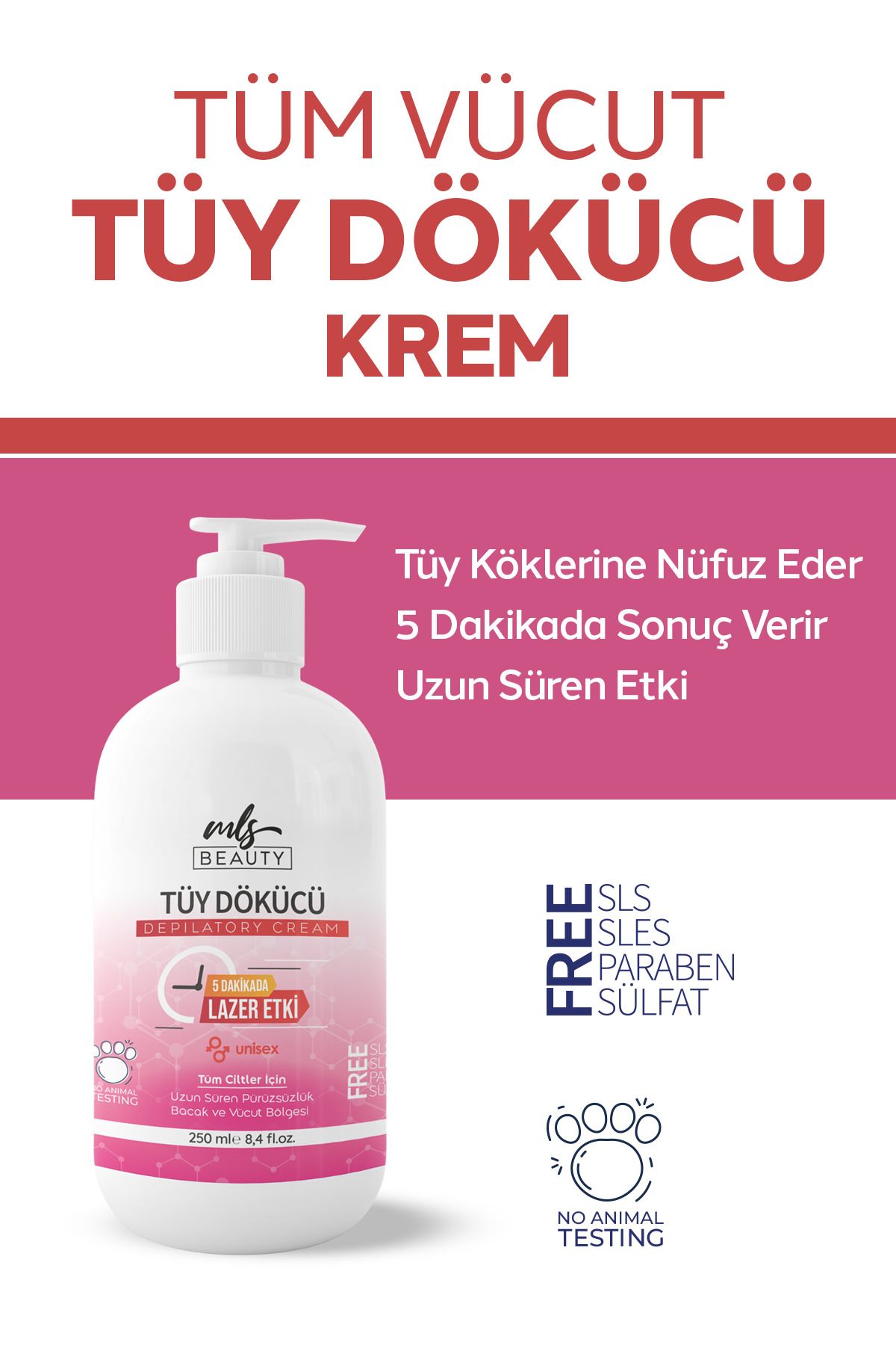 milacus Lazer Etkili Tüy Dökücü Ve Tüy Azaltıcı Epilasyon Krem Tüm Cilt Tipleri Için (ÖZEL FORMÜL) 250 ml