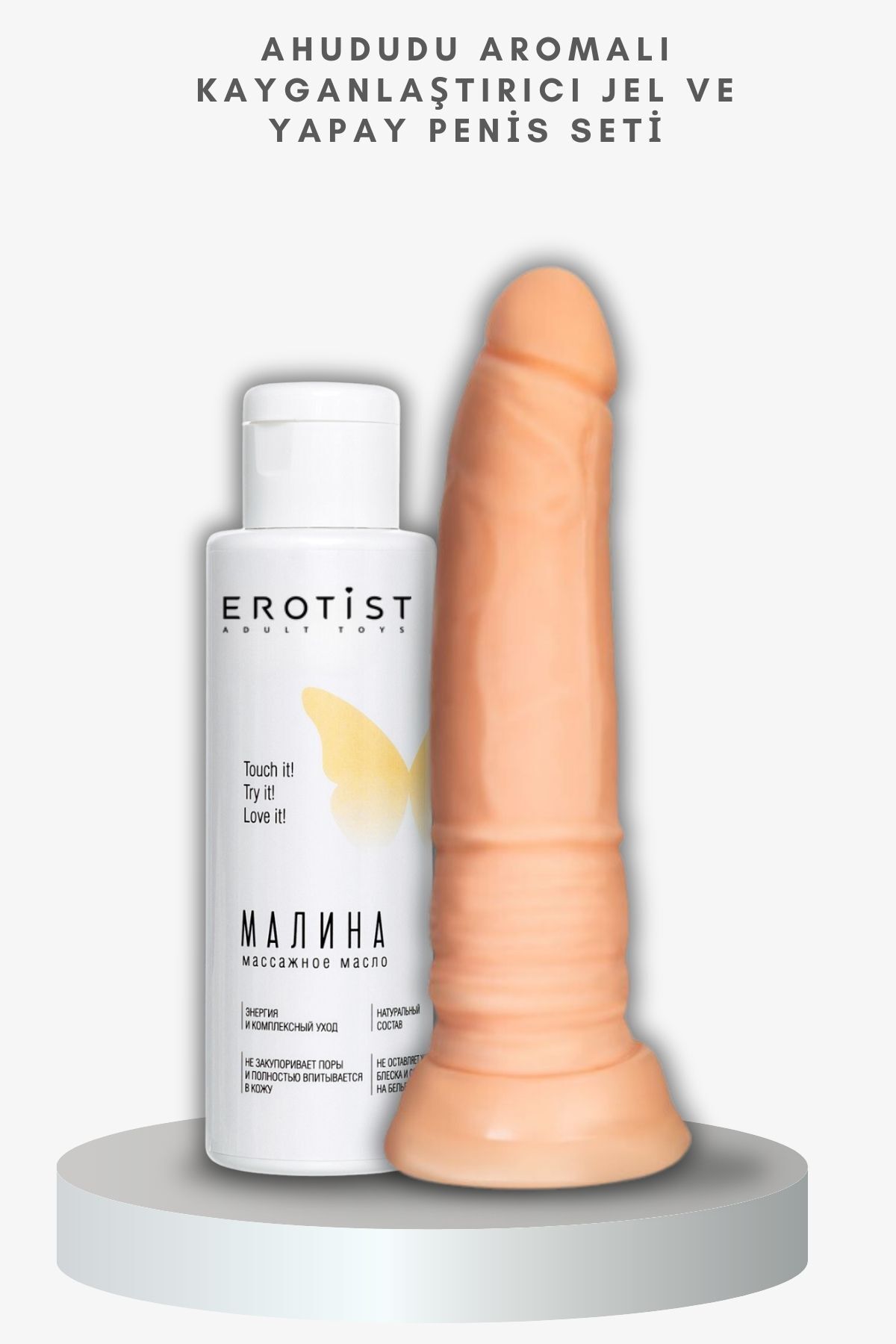 Erotist Orman Meyvesi Aromalı Kayganlaştırıcı Jel ve 18 cm Gerçekçi Yapay Penis Seti - Kusursuz Gerçeklik