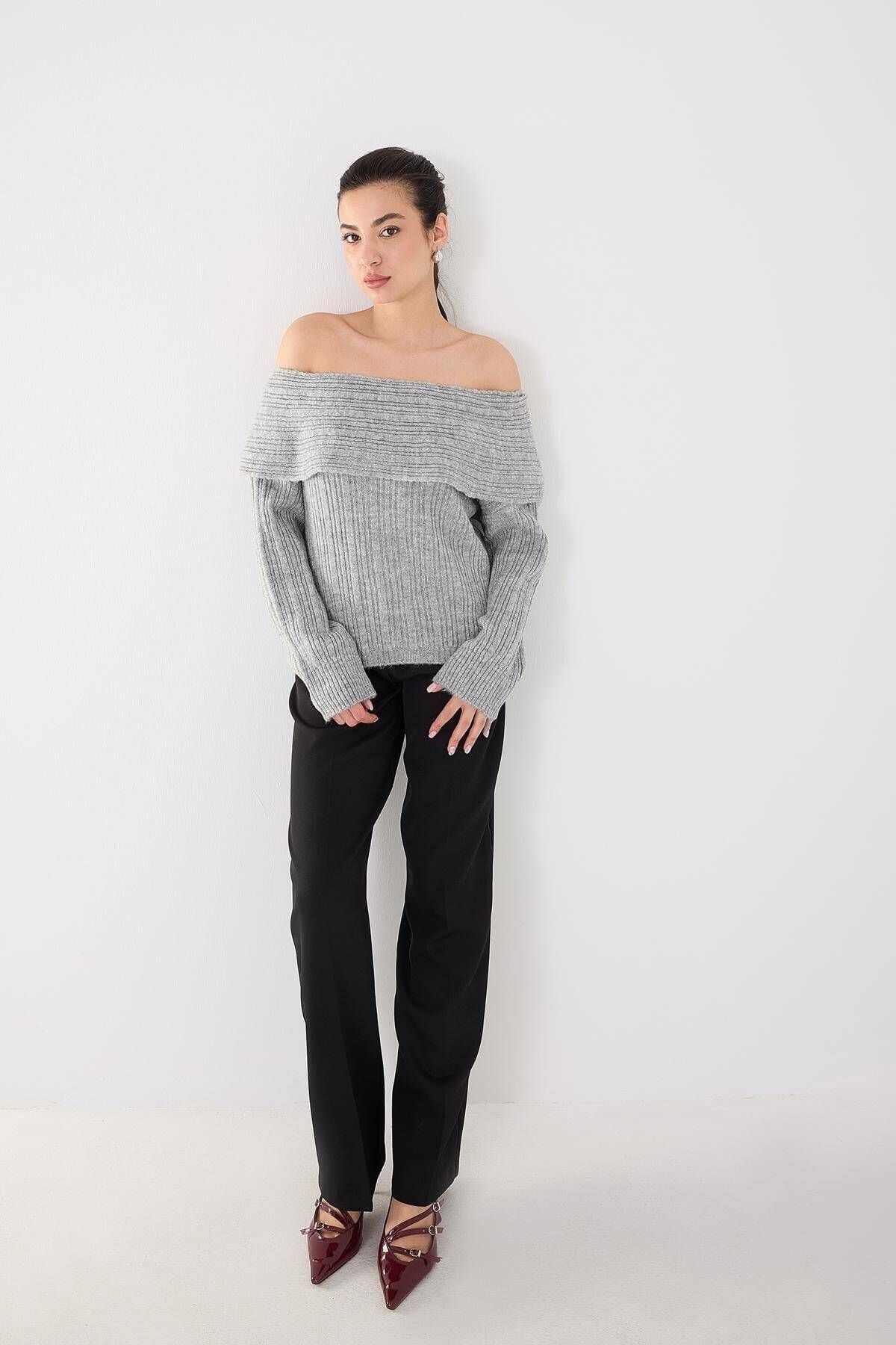 Addax-Boat Neck Long Sleeve Knitwear Sweater K040-C5 2